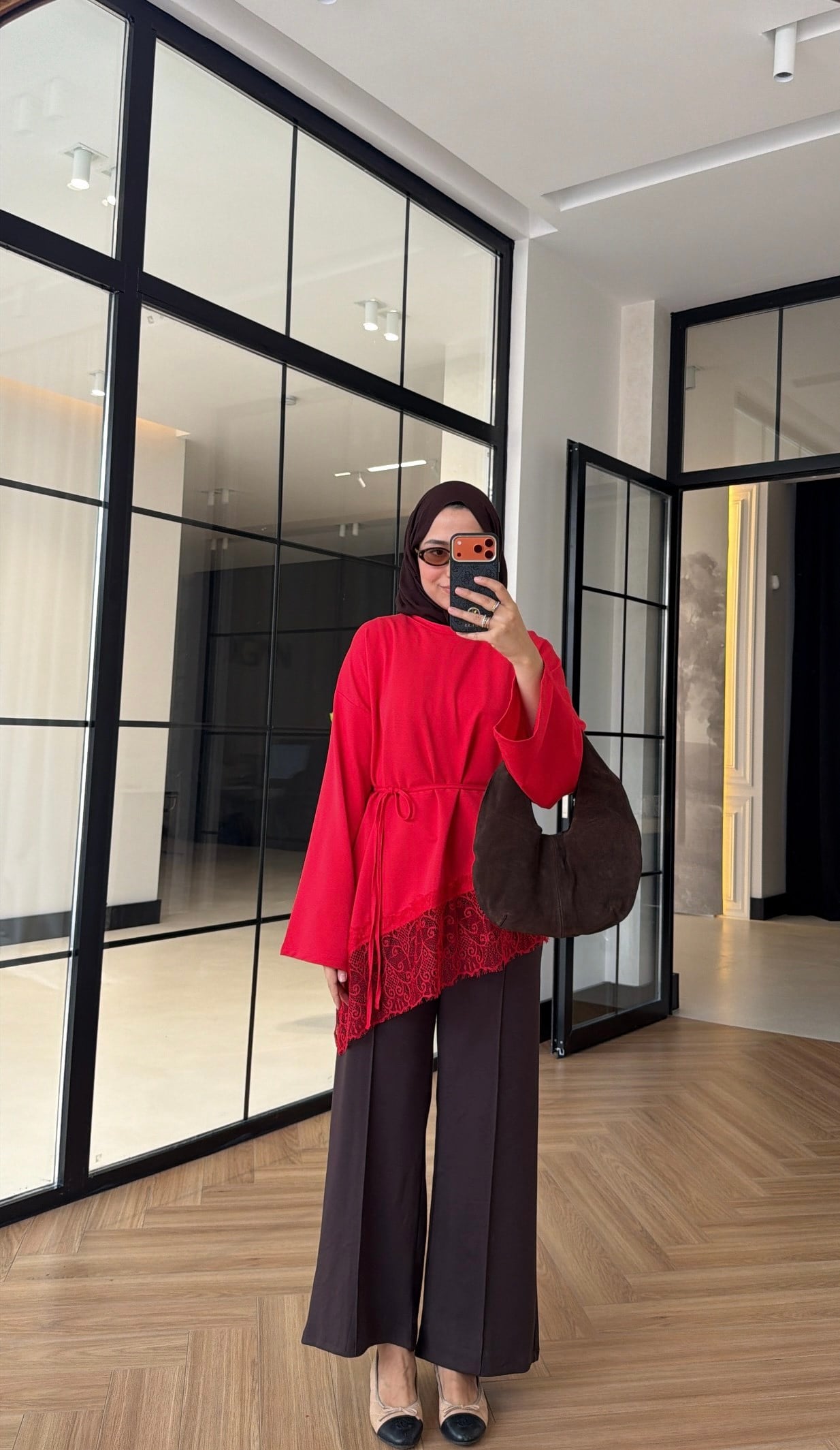 Premium Dantelli Oversıze Sweat Kırmızı