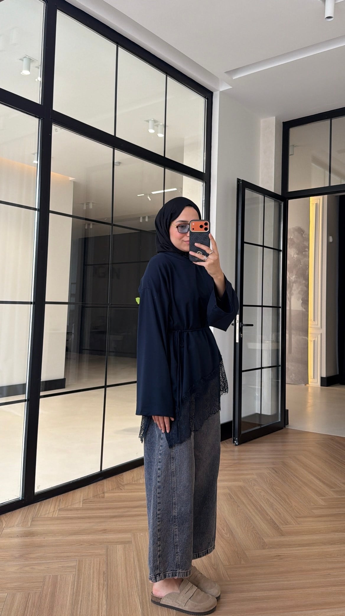Premium Dantelli Oversıze Sweat Lacivert