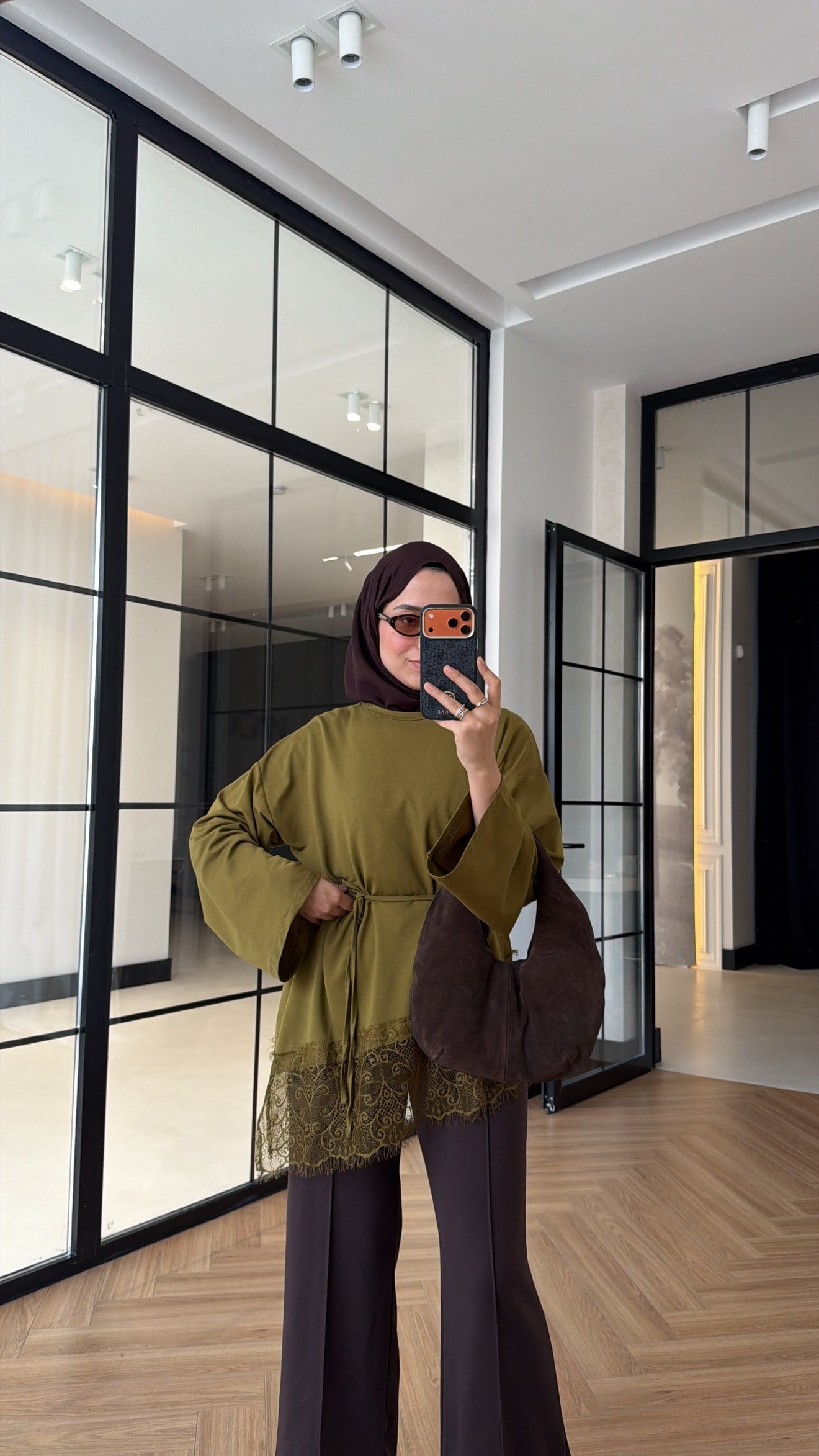 Premium Dantelli Oversıze Sweat Olive