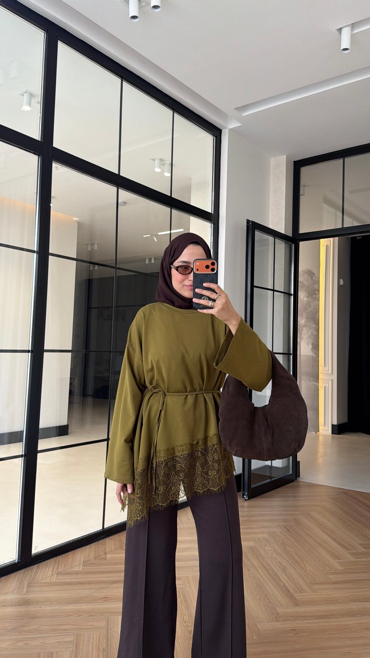 Premium Dantelli Oversıze Sweat Olive