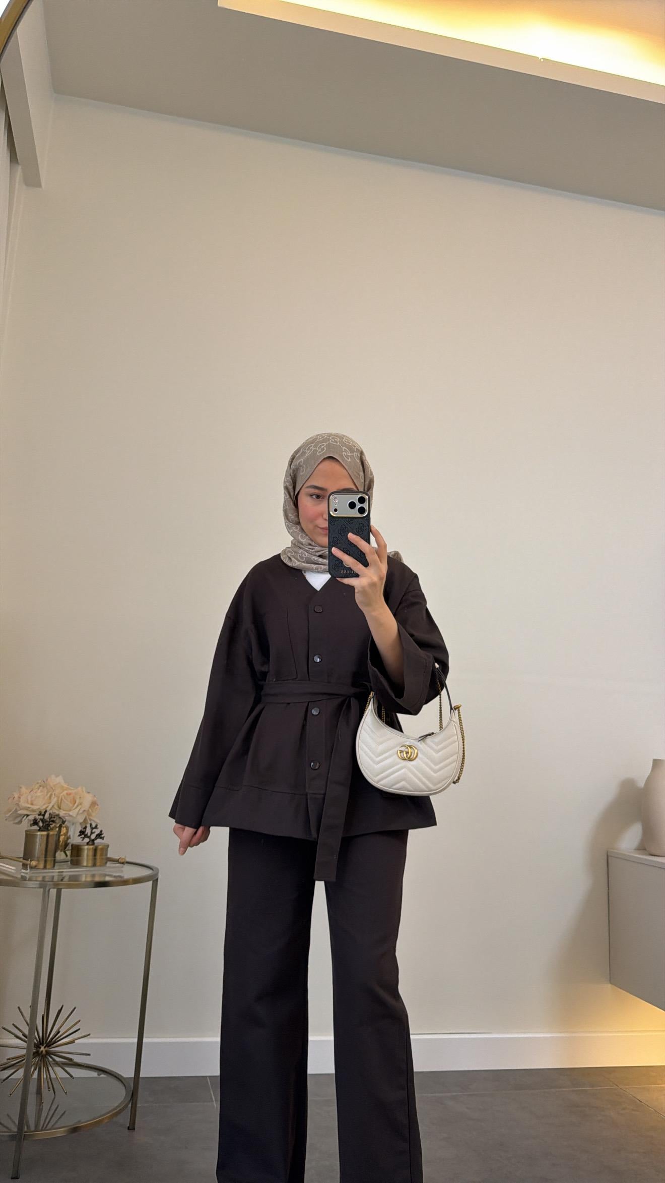 Premium Gabardin Takım Kahve