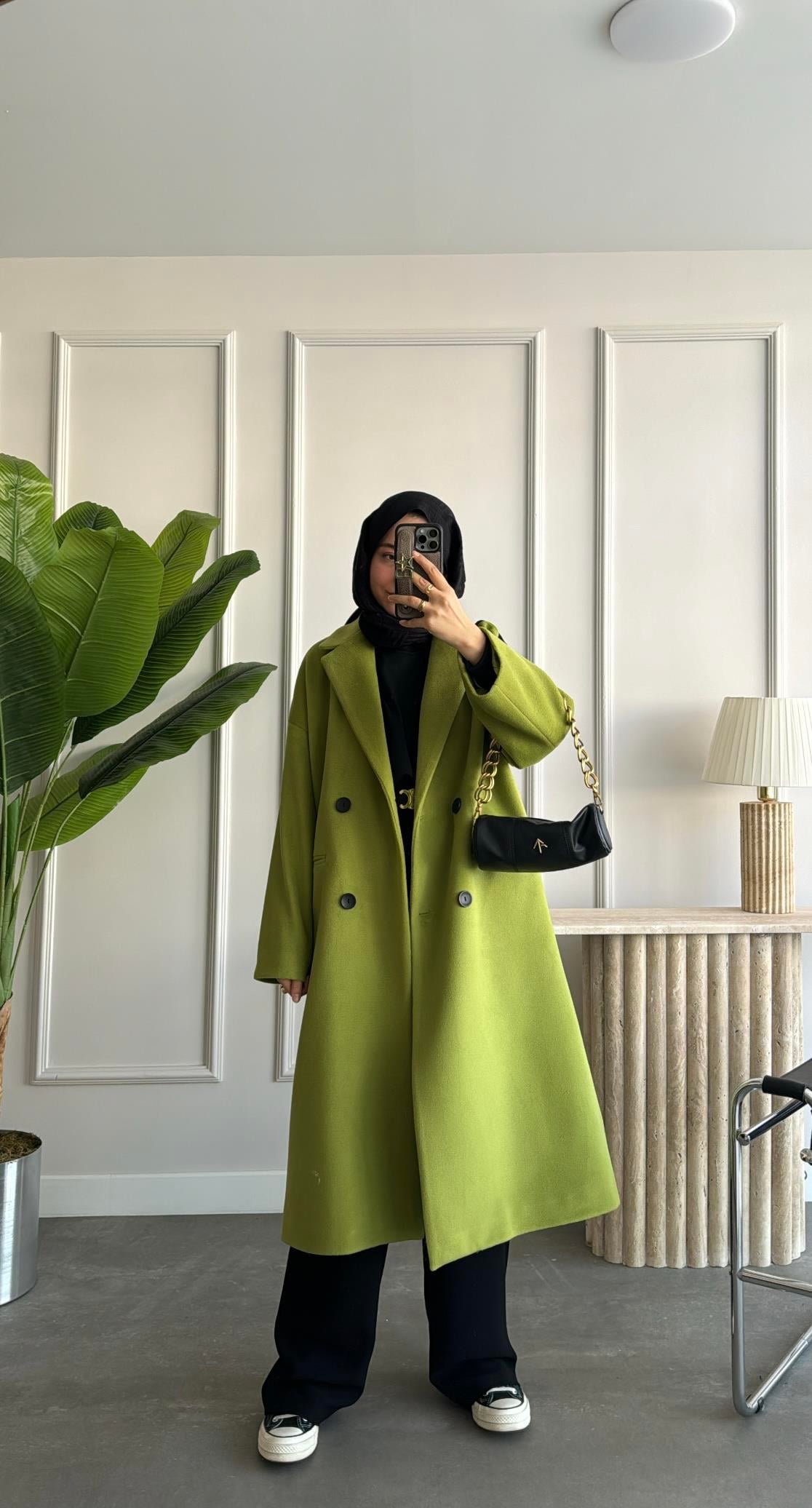 Premium Kalite Oversize Kaban Olive 