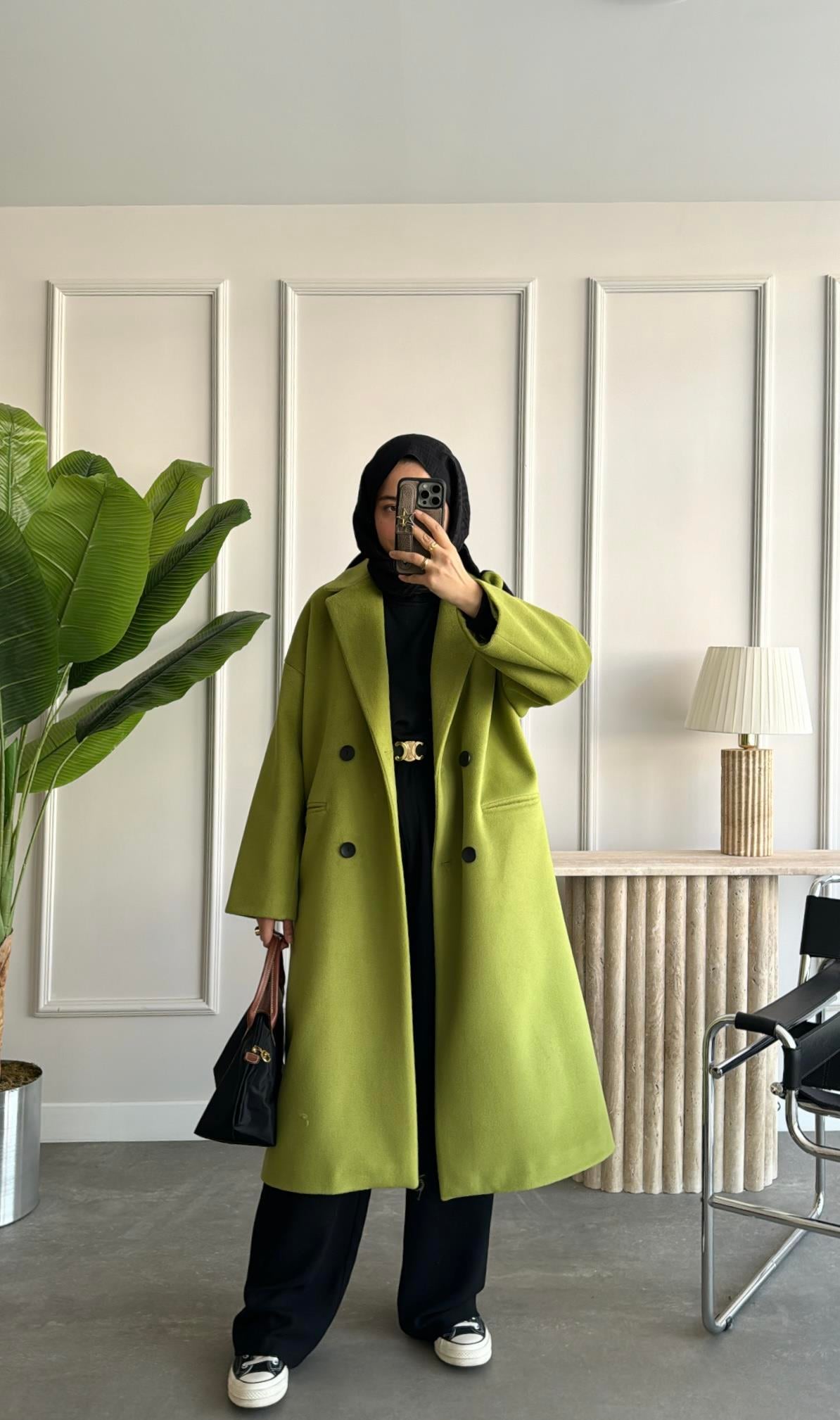 Premium Kalite Oversize Kaban Olive 