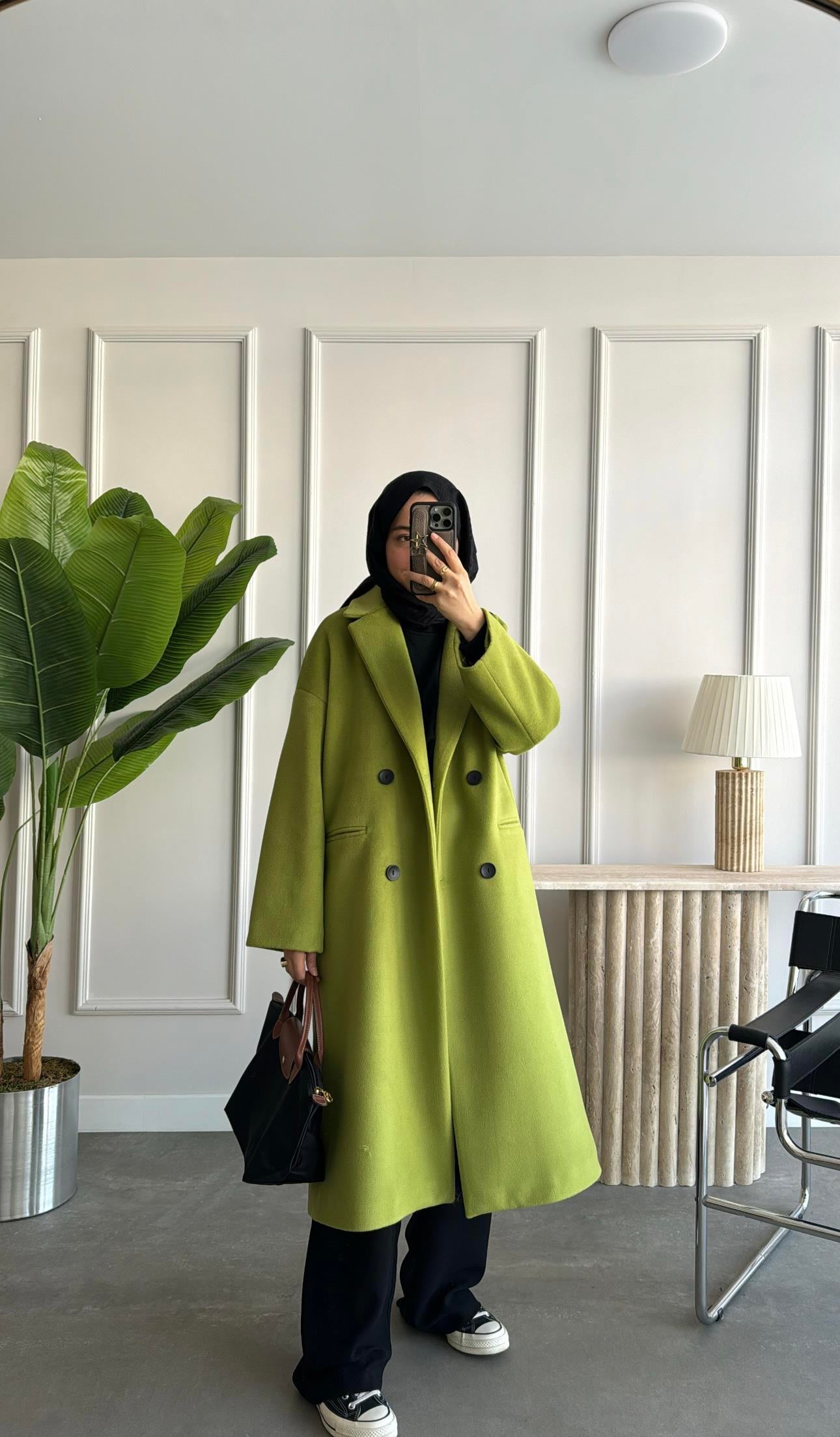 Premium Kalite Oversize Kaban Olive 