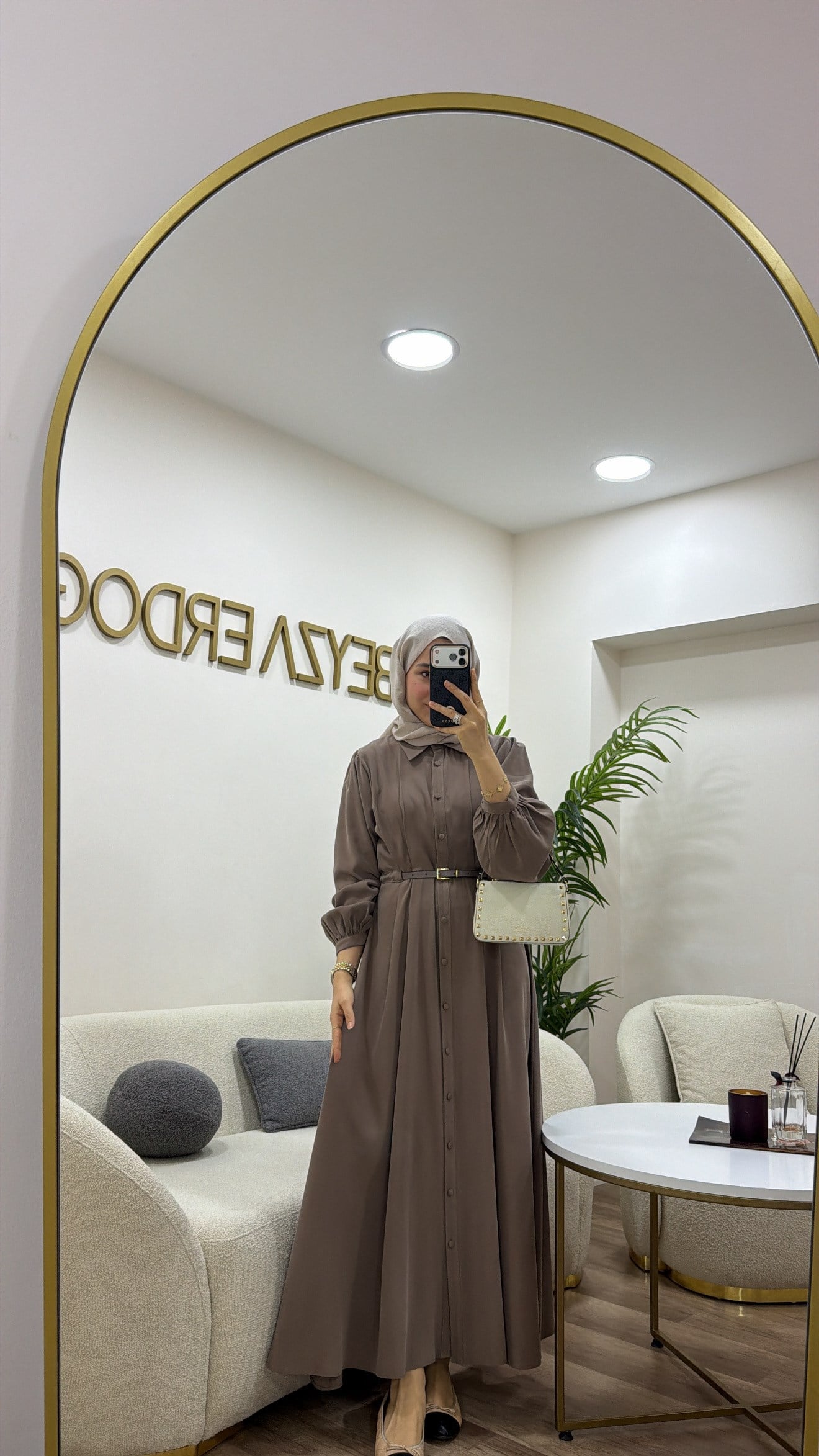 Premium Kemerli Elbise Vizon