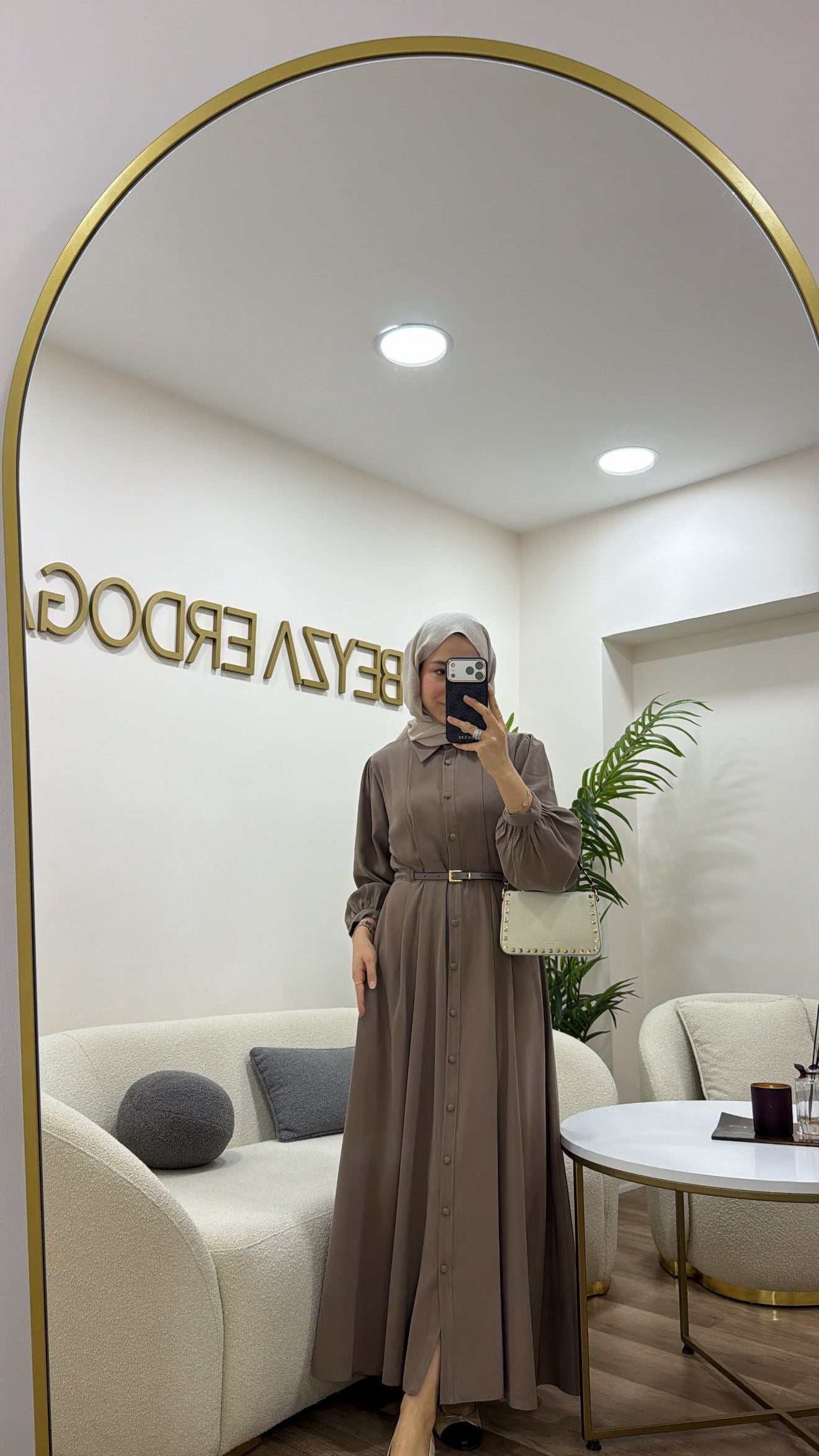 Premium Kemerli Elbise Vizon