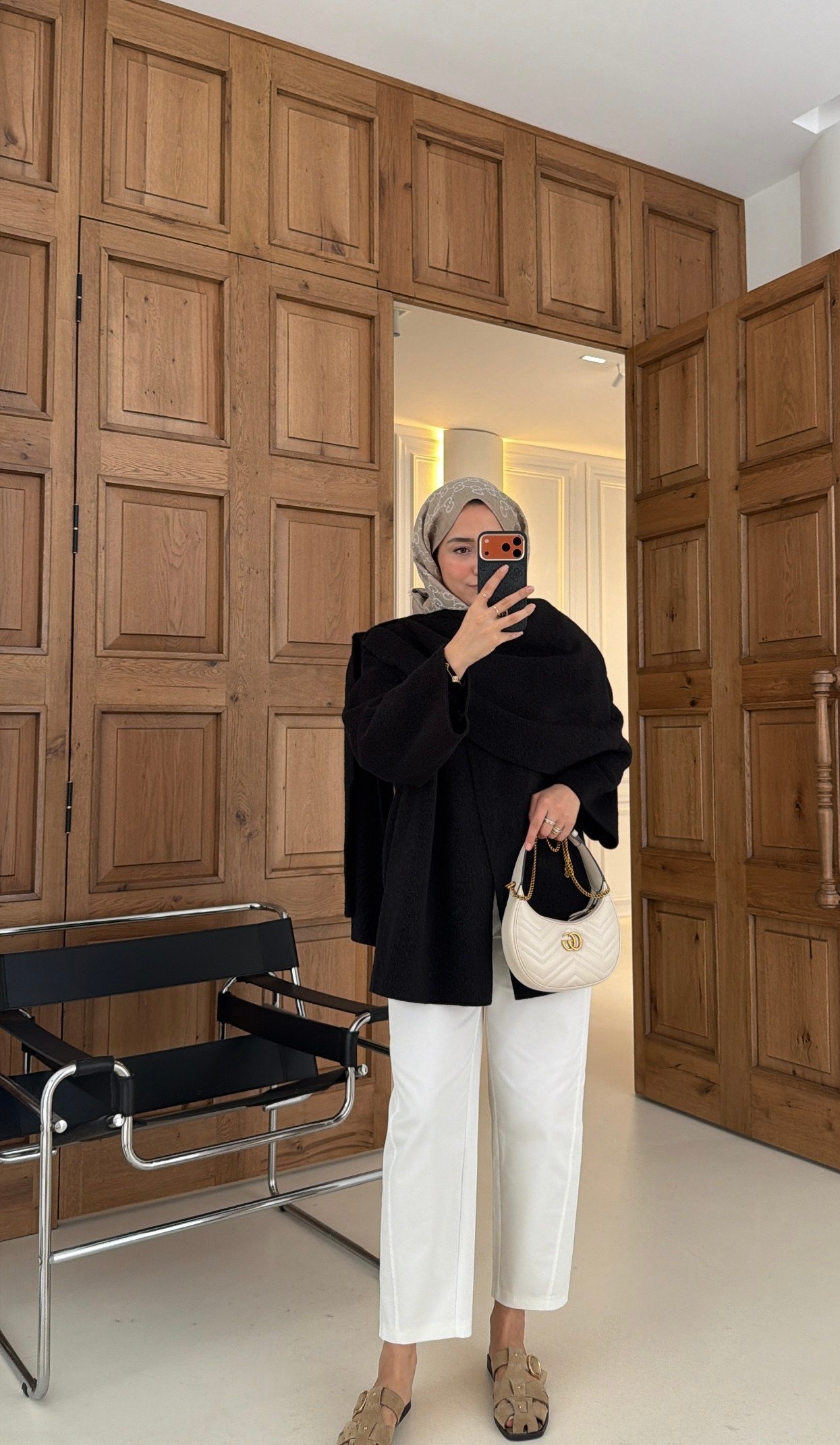 Premium Mira Atkı Detaylı Kaban Siyah