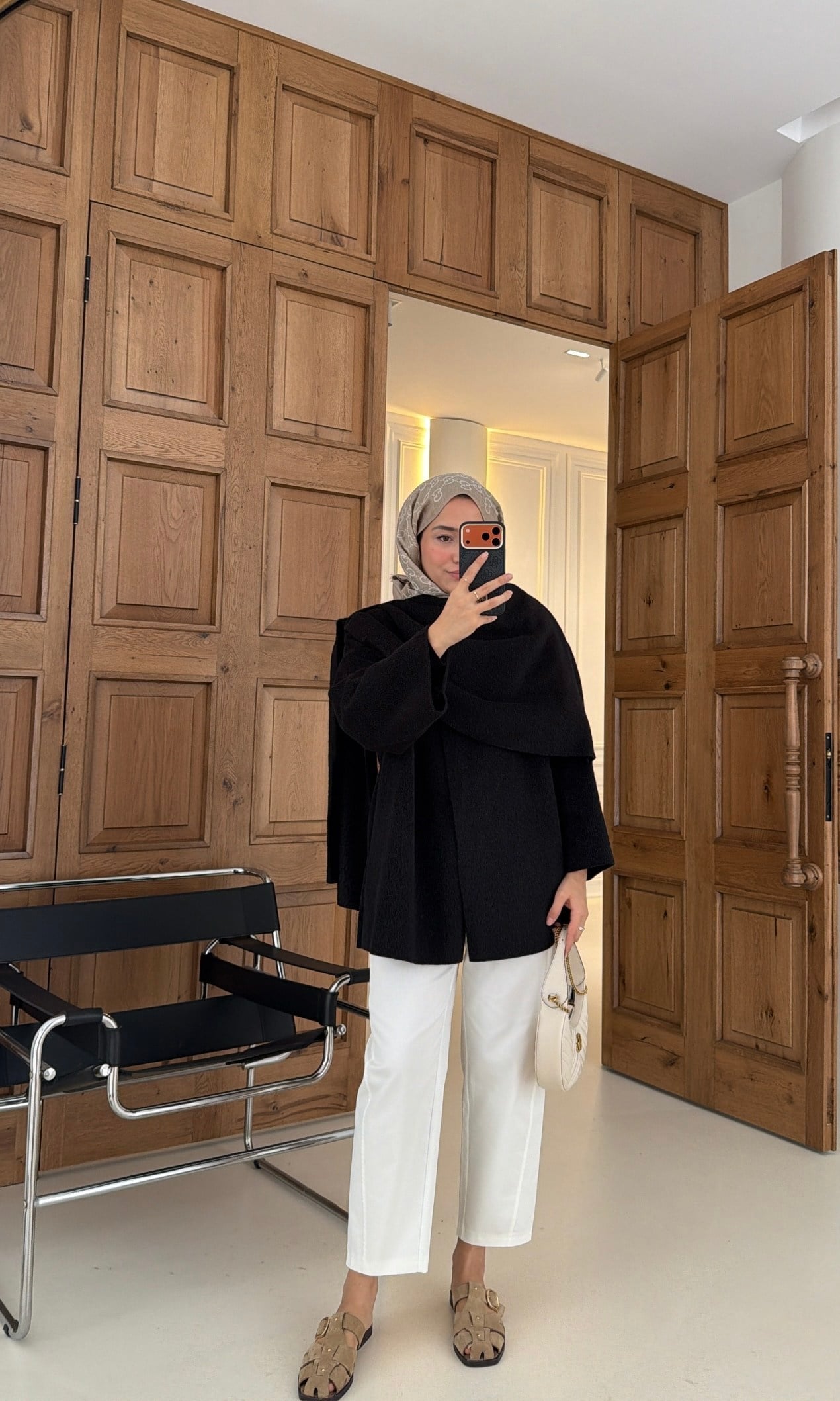 Premium Mira Atkı Detaylı Kaban Siyah