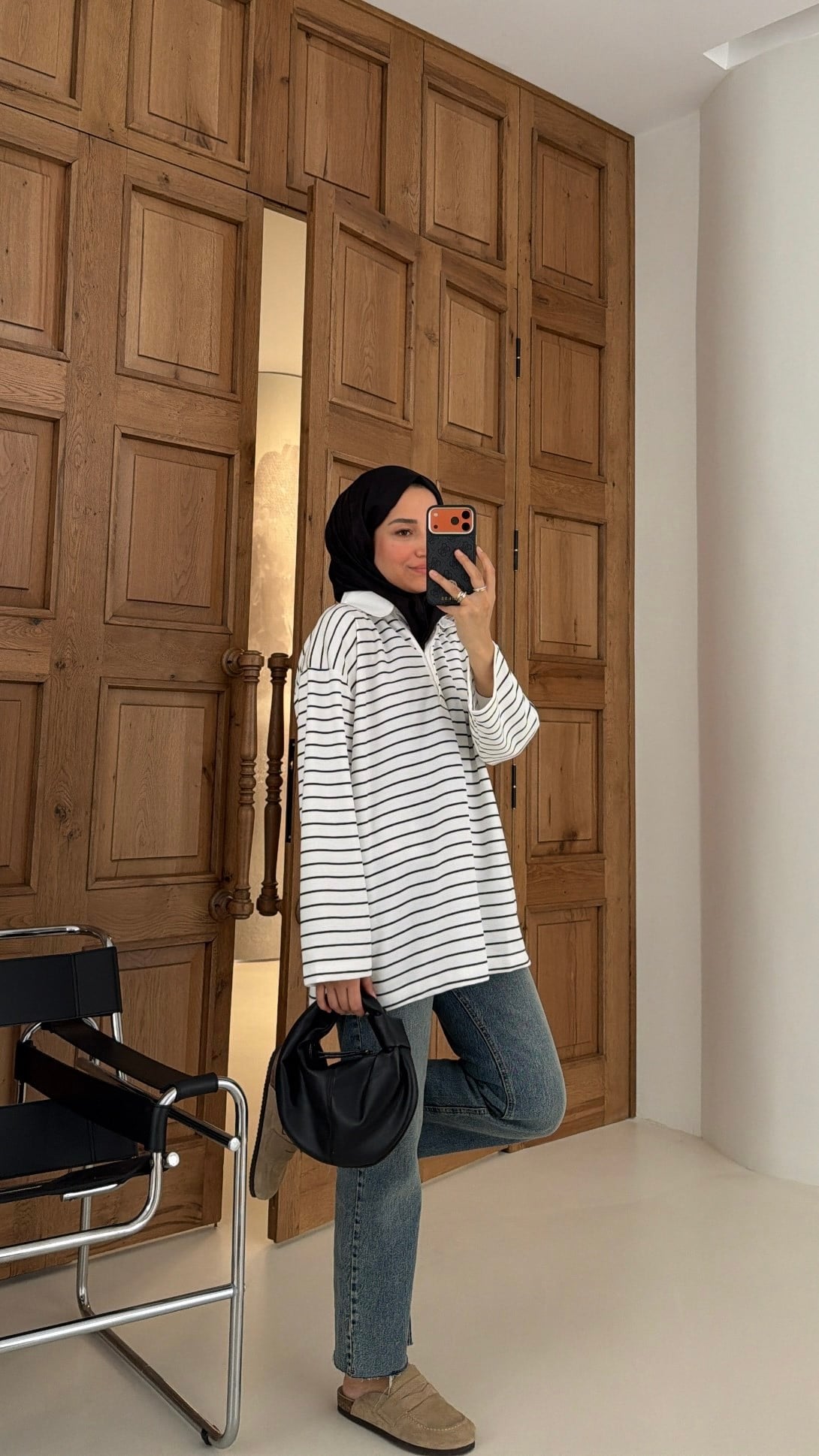 Premium Oversize Çizgili Basic  Sweat 