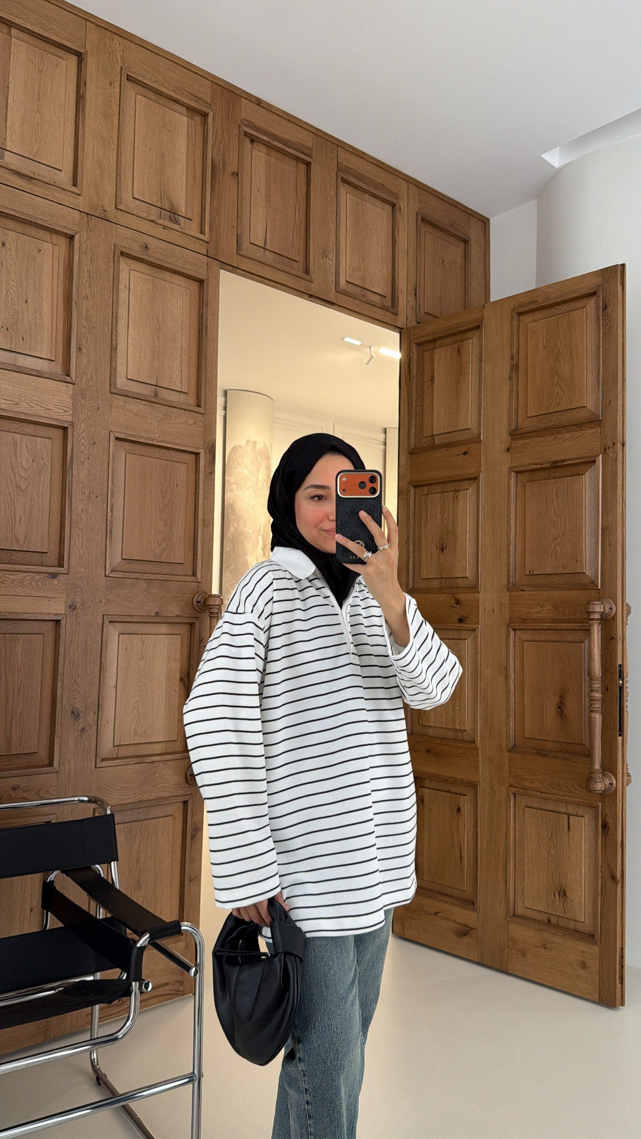 Premium Oversize Çizgili Basic  Sweat 