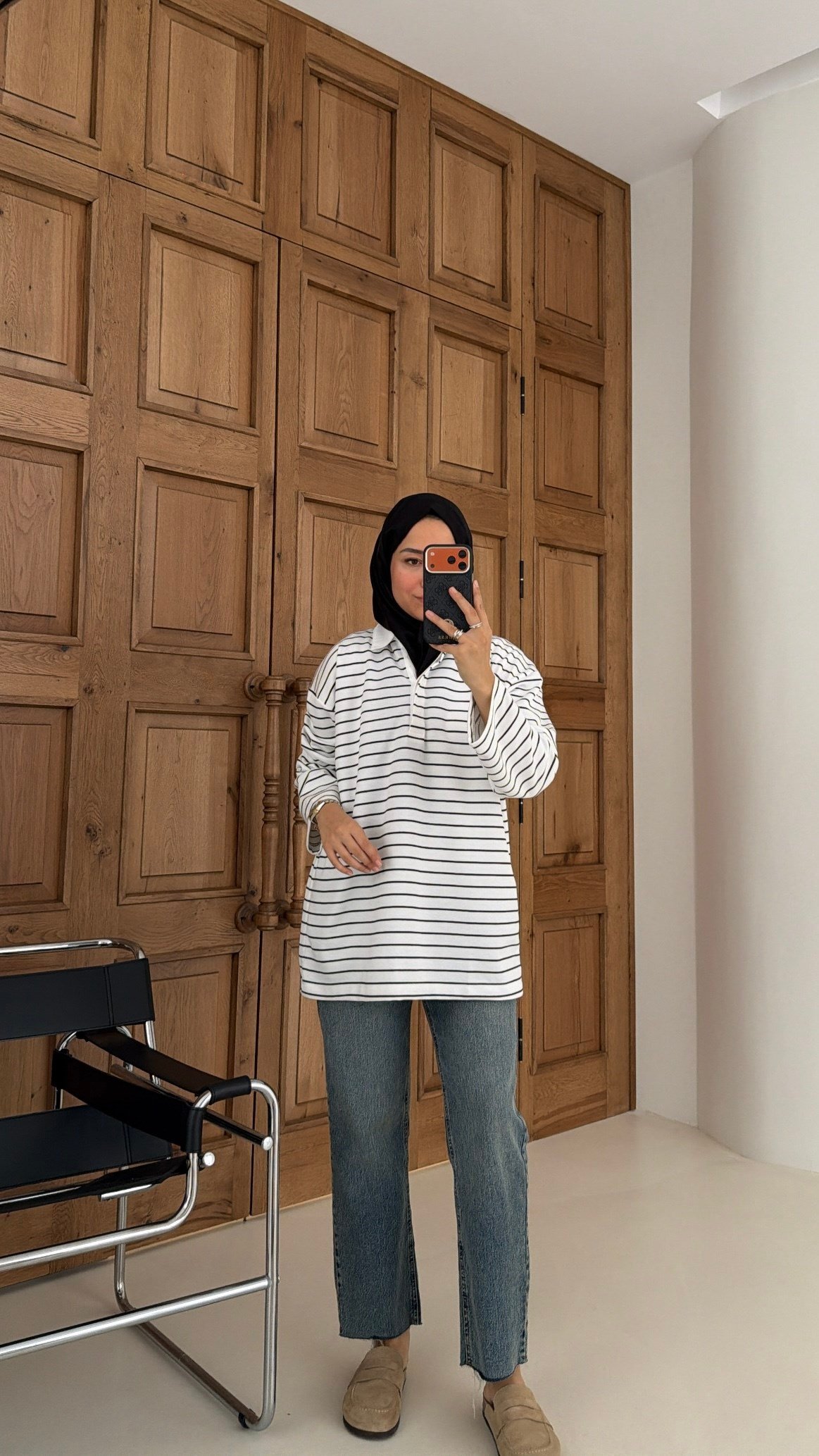 Premium Oversize Çizgili Basic  Sweat 