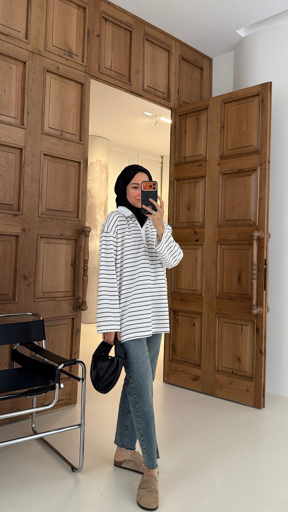Premium Oversize Çizgili Basic  Sweat 