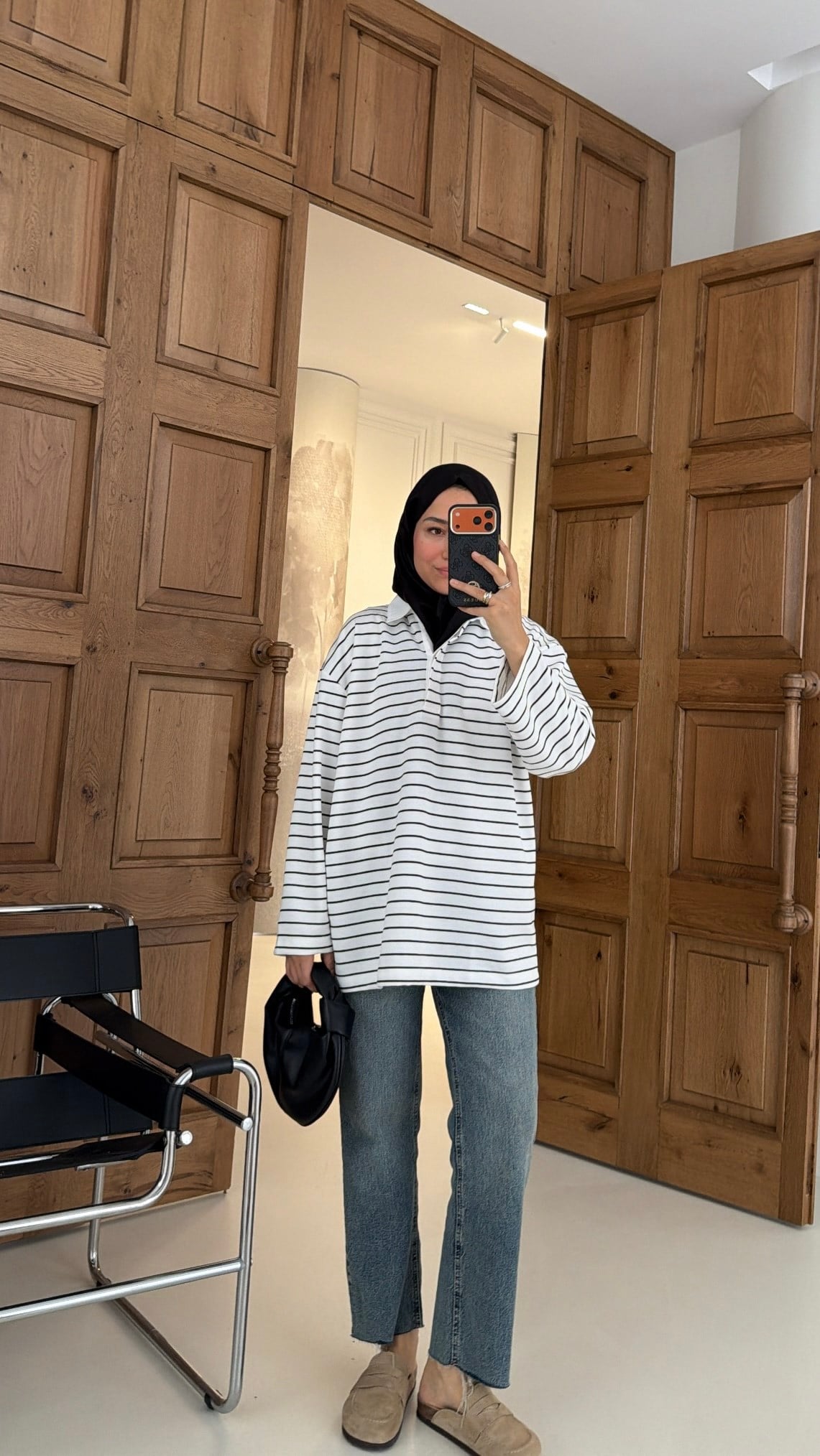 Premium Oversize Çizgili Basic  Sweat 