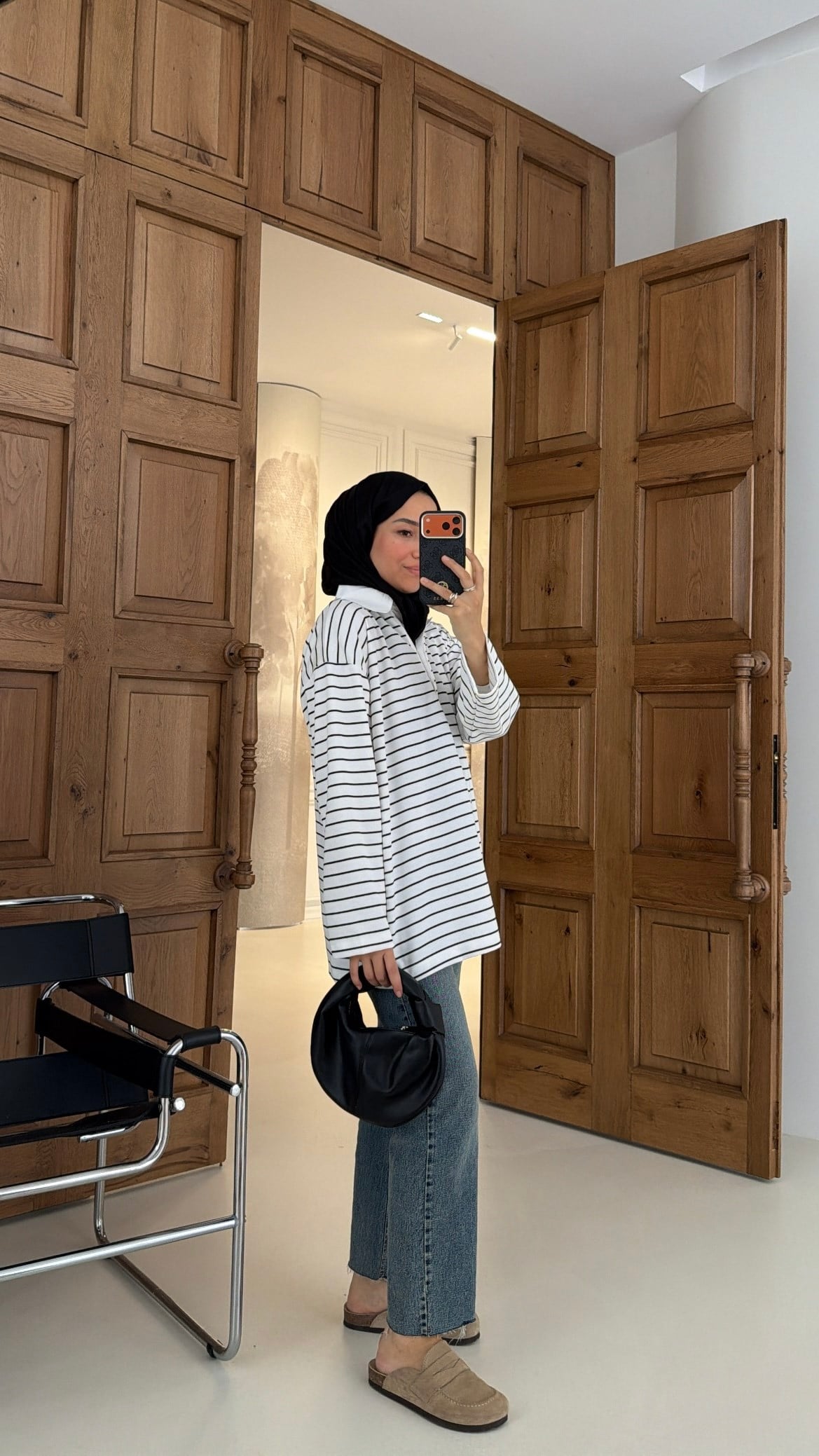 Premium Oversize Çizgili Basic  Sweat 