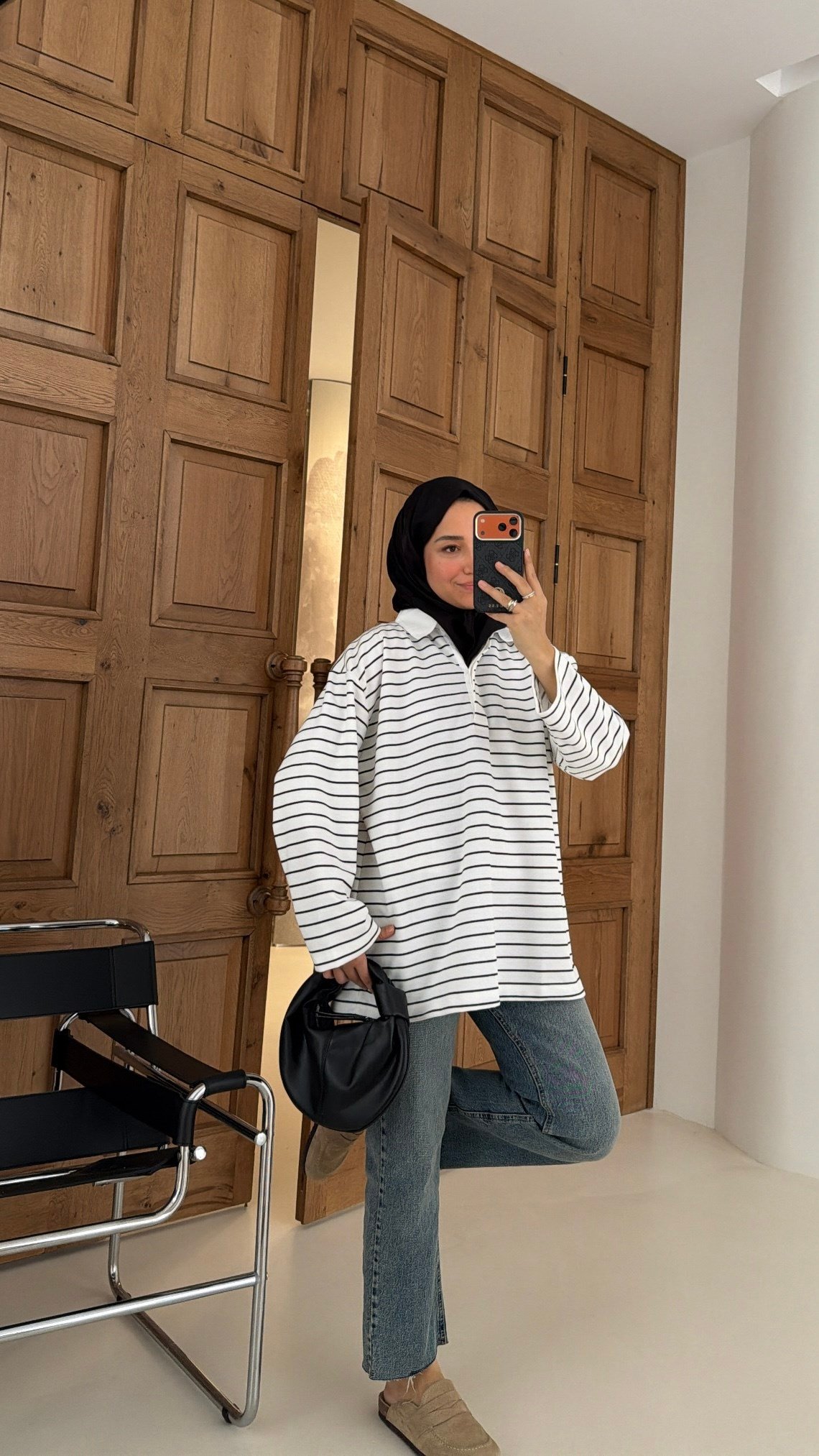 Premium Oversize Çizgili Basic  Sweat 