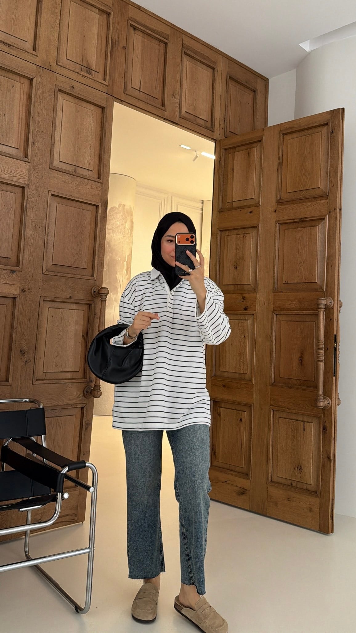 Premium Oversize Çizgili Basic  Sweat 
