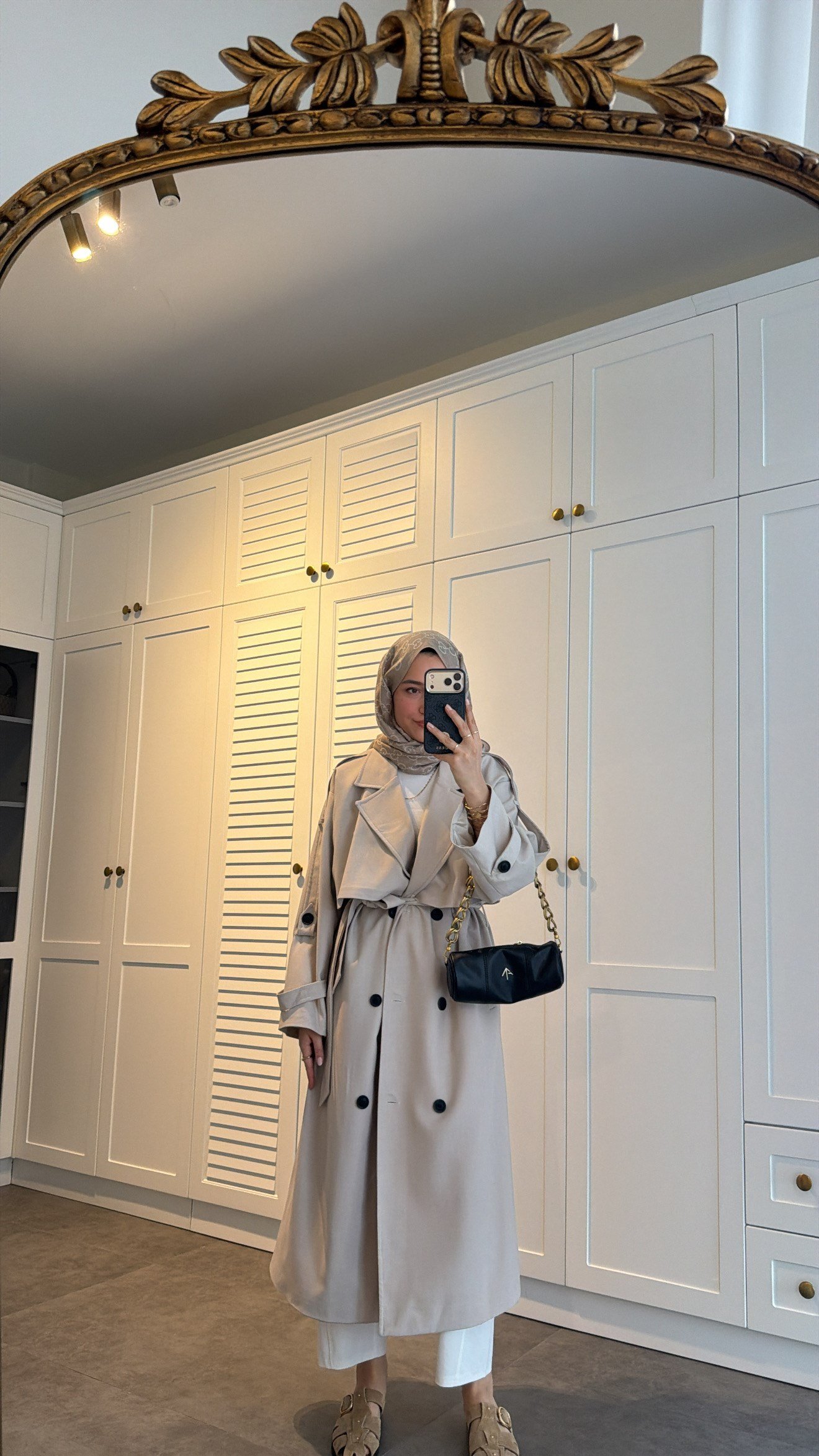 Premium Poleviskon Uzun Oversize Trençkot Taş