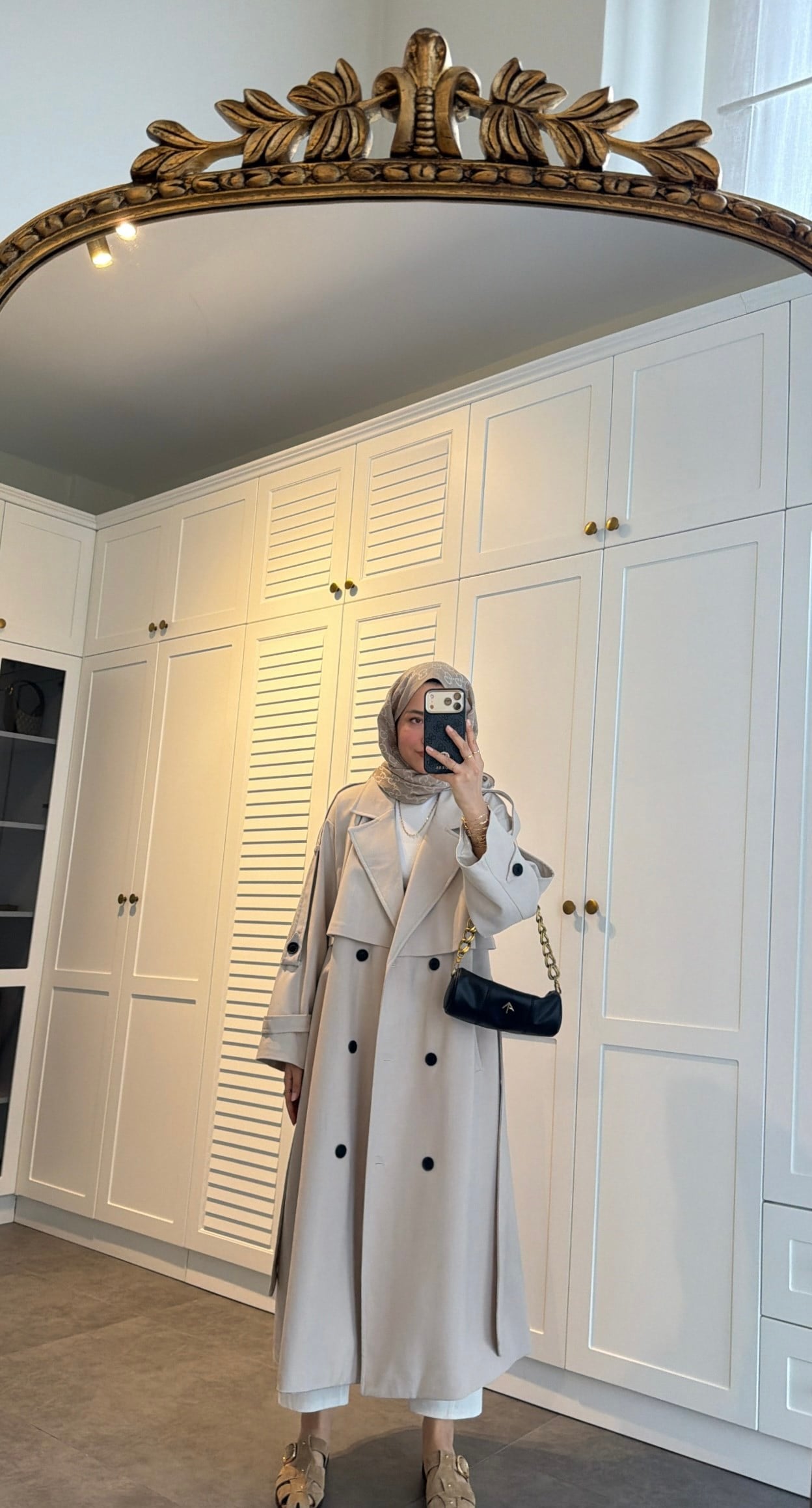 Premium Poleviskon Uzun Oversize Trençkot Taş