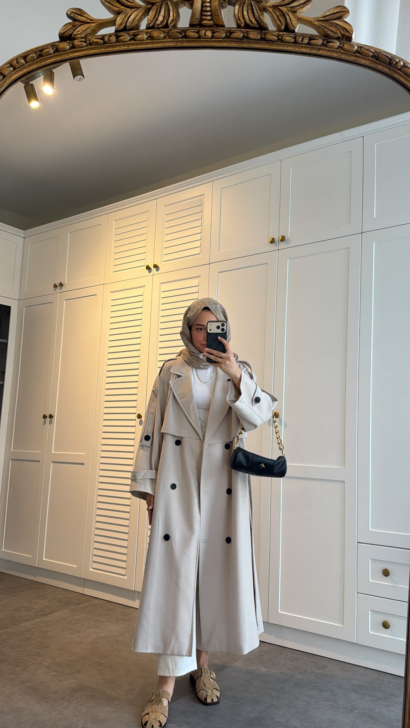Premium Poleviskon Uzun Oversize Trençkot Taş