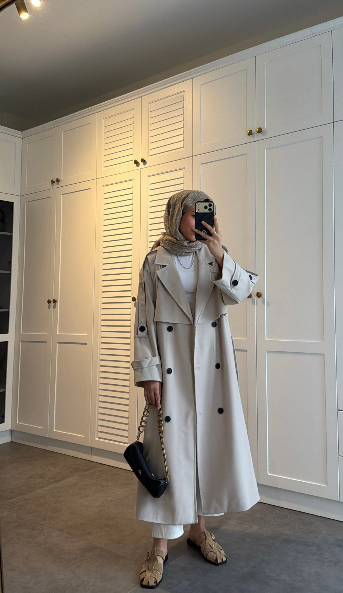 Premium Poleviskon Uzun Oversize Trençkot Taş