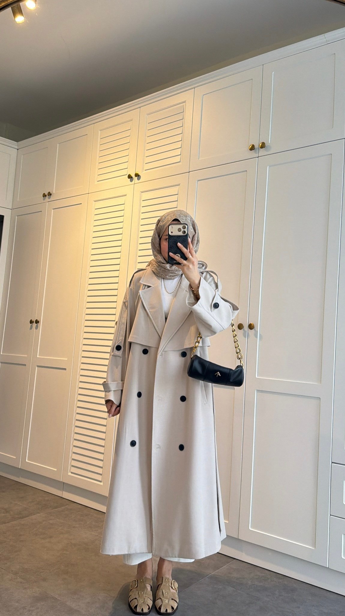 Premium Poleviskon Uzun Oversize Trençkot Taş