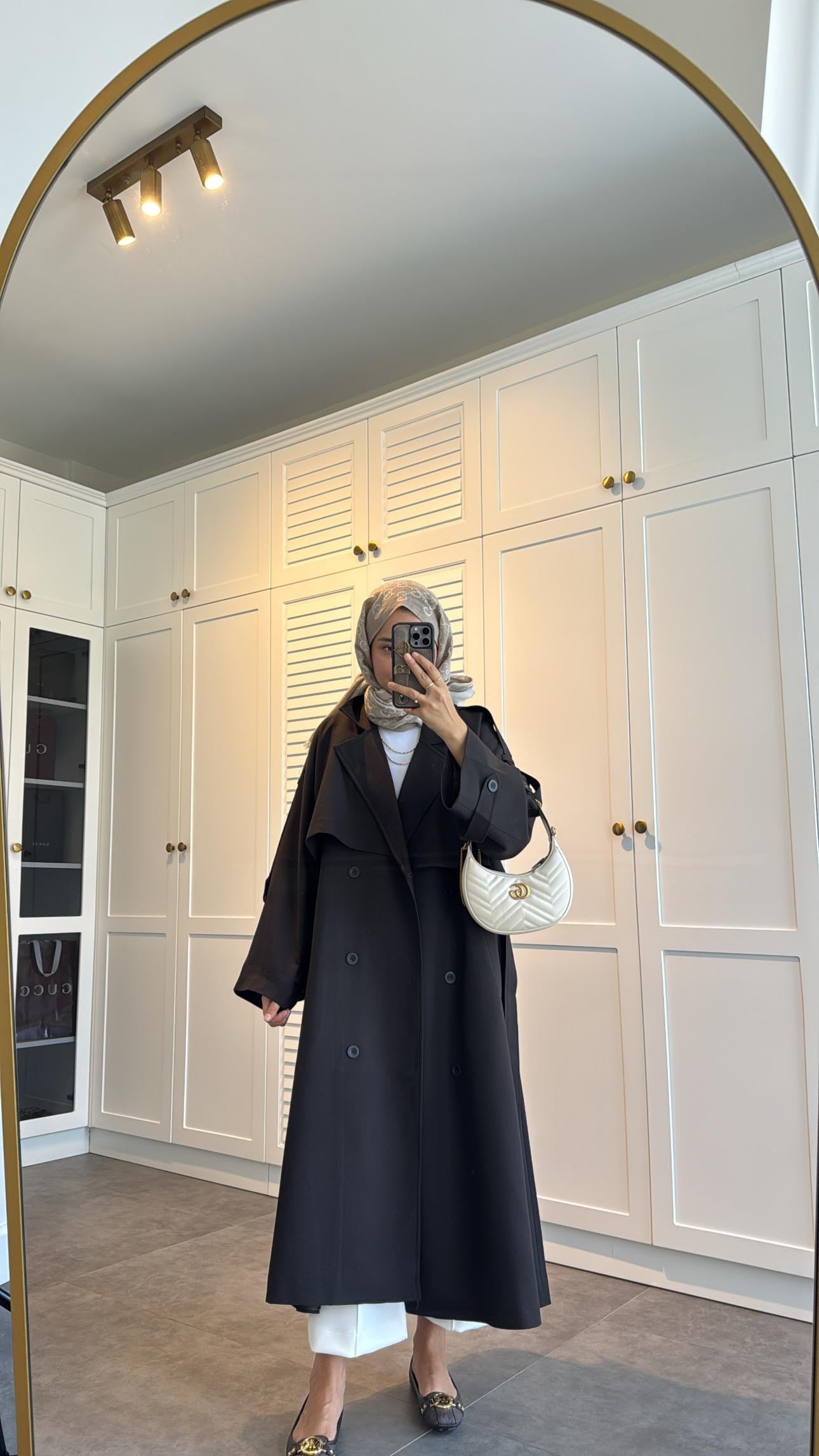 Premium poleviskon Uzun Oversize Trençkot Acı Kahve
