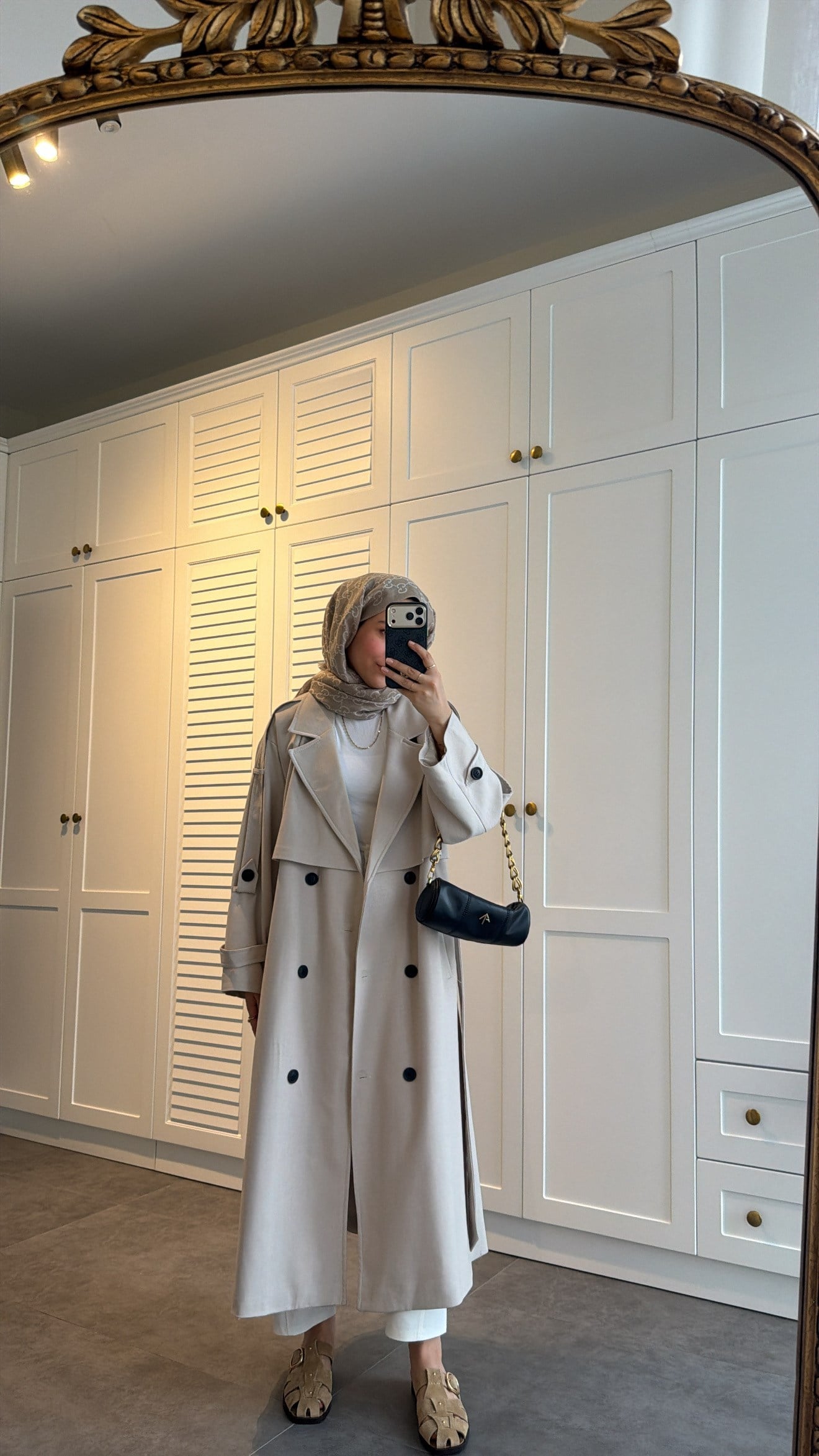 Premium Poleviskon Uzun Oversize Trençkot Taş