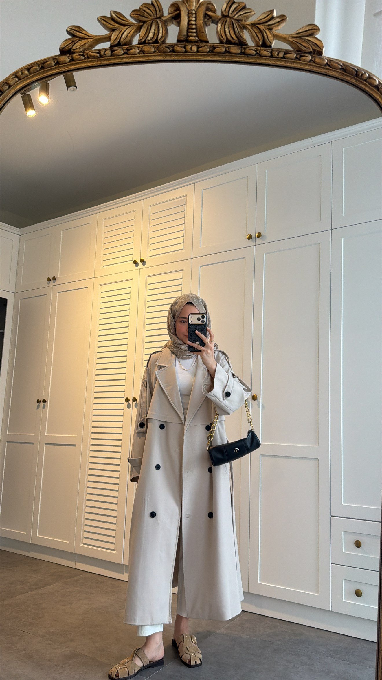 Premium Poleviskon Uzun Oversize Trençkot Taş