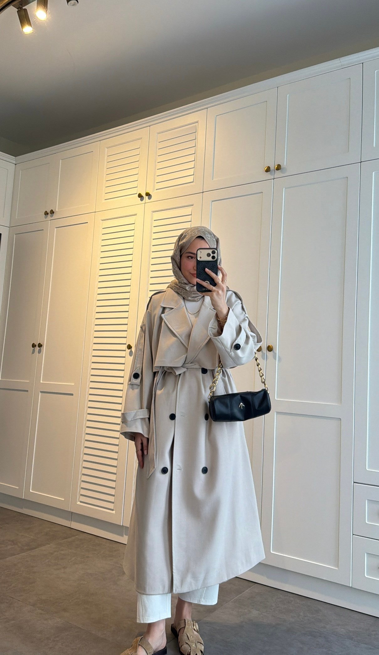 Premium Poleviskon Uzun Oversize Trençkot Taş