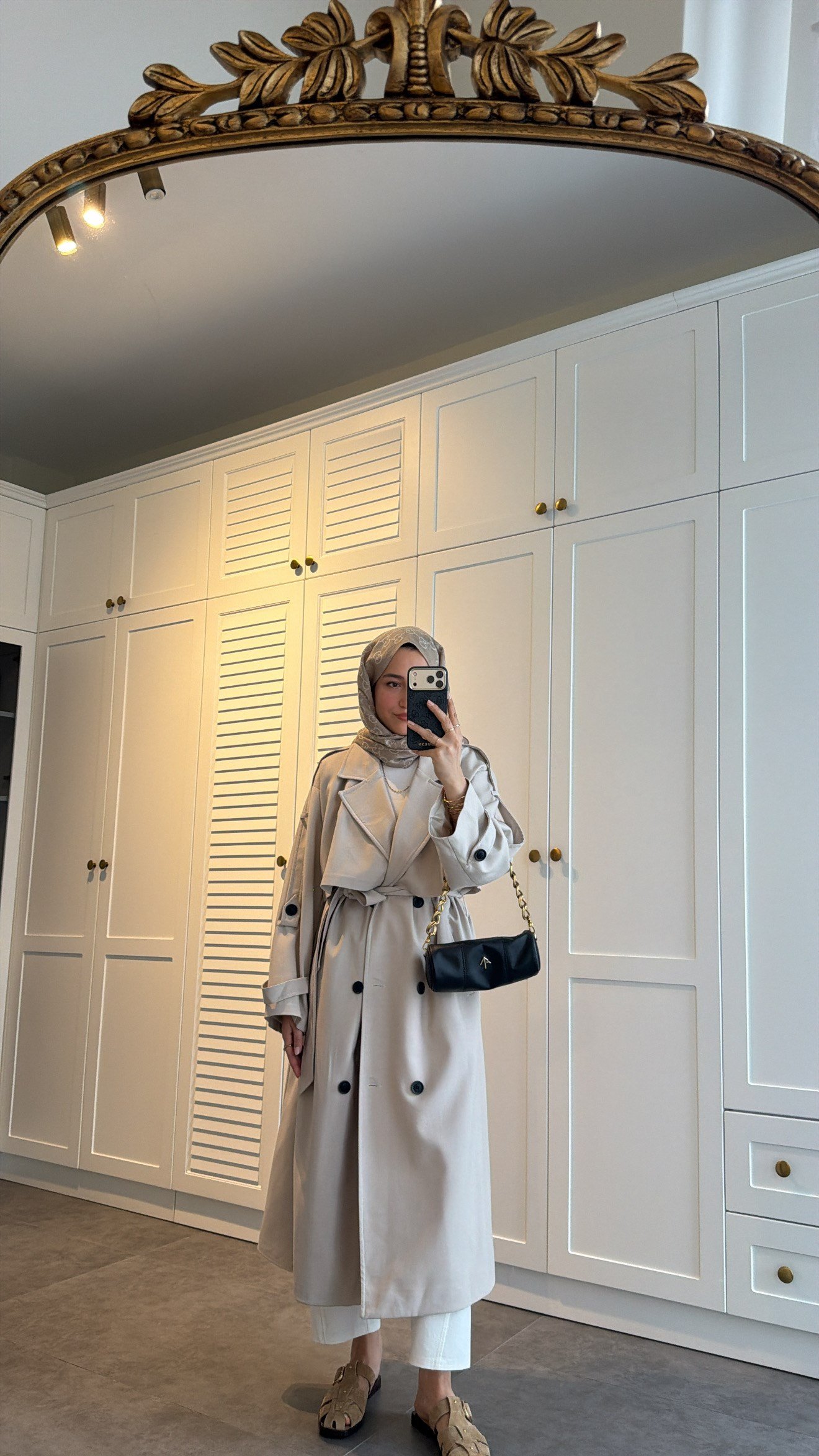 Premium Poleviskon Uzun Oversize Trençkot Taş