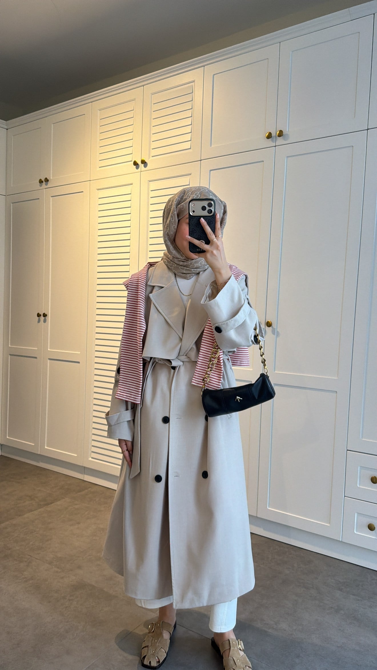 Premium Poleviskon Uzun Oversize Trençkot Taş