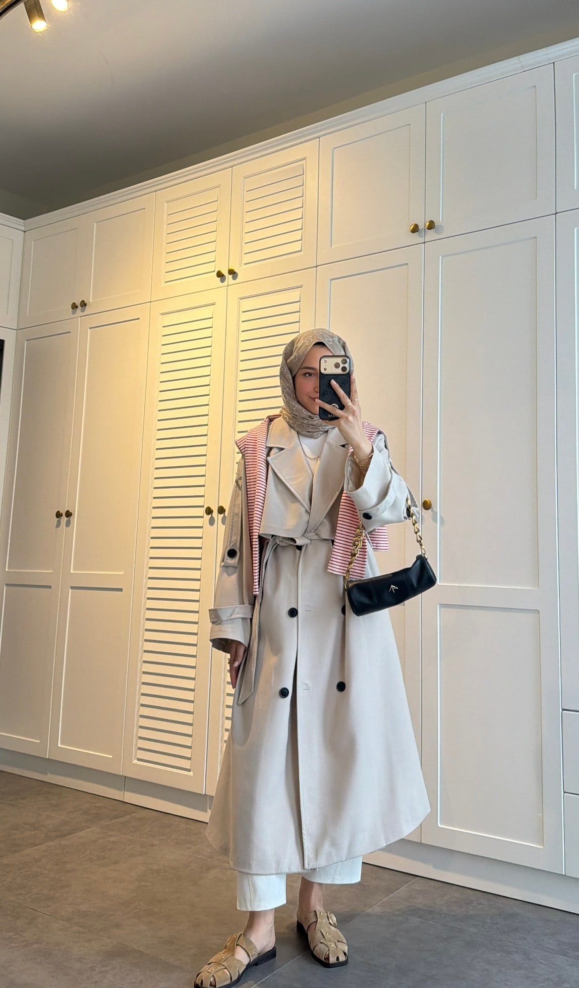 Premium Poleviskon Uzun Oversize Trençkot Taş