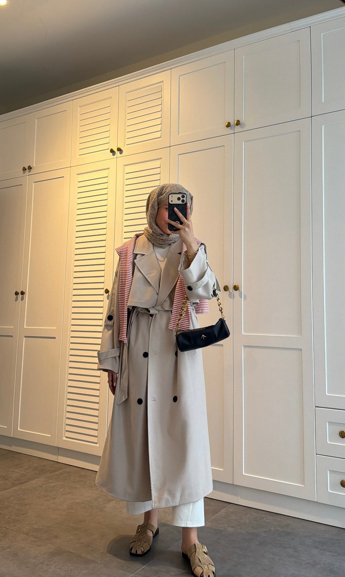 Premium Poleviskon Uzun Oversize Trençkot Taş