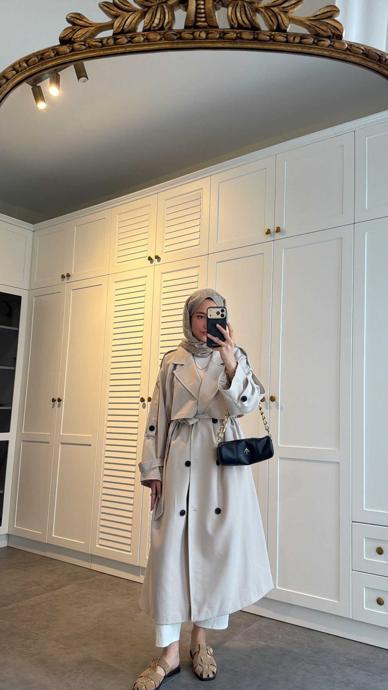 Premium Poleviskon Uzun Oversize Trençkot Taş