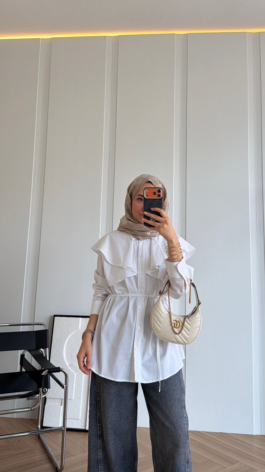 Premium Poplin Kemerli Gömlek Beyaz