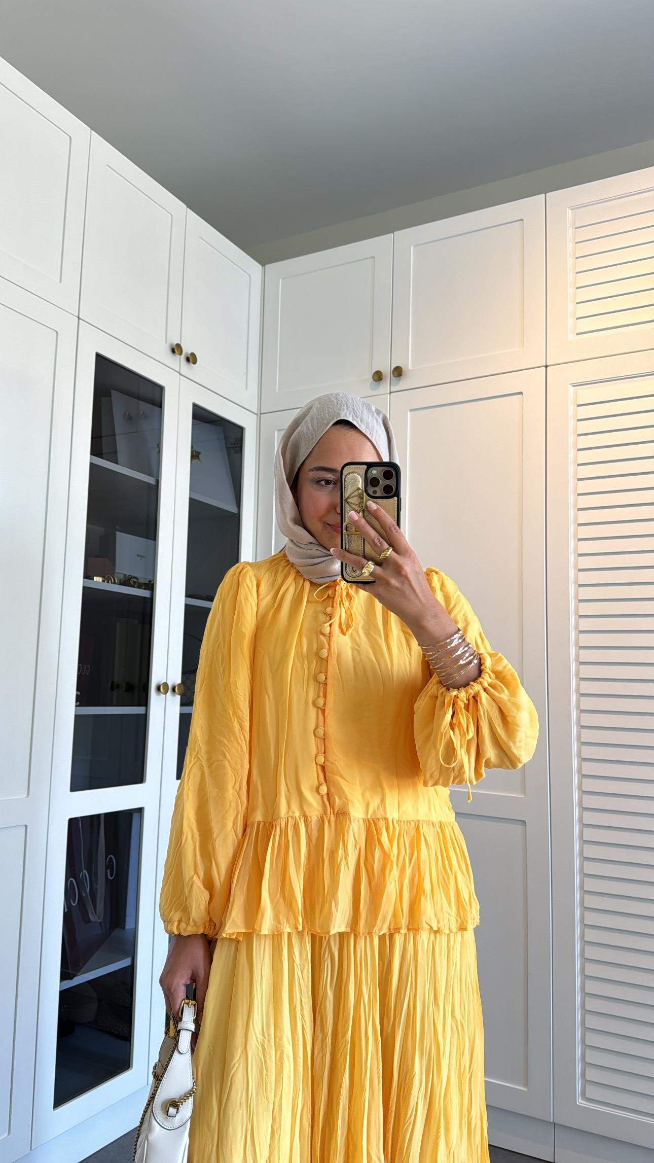 Premium Şifon Takım Butter Yellow