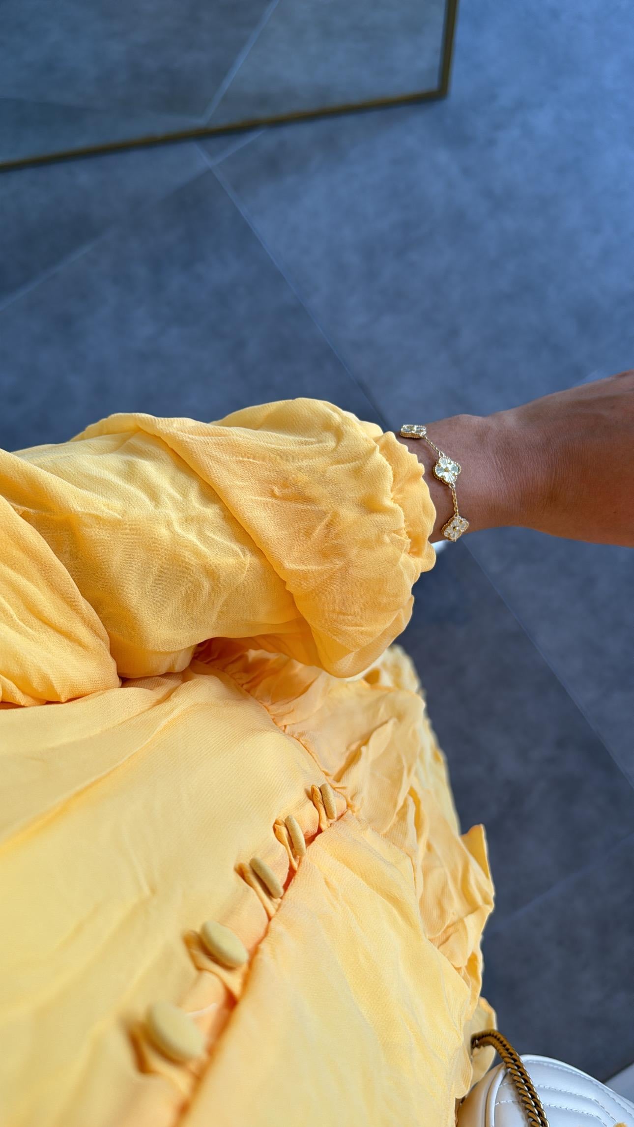 Premium Şifon Takım Butter Yellow