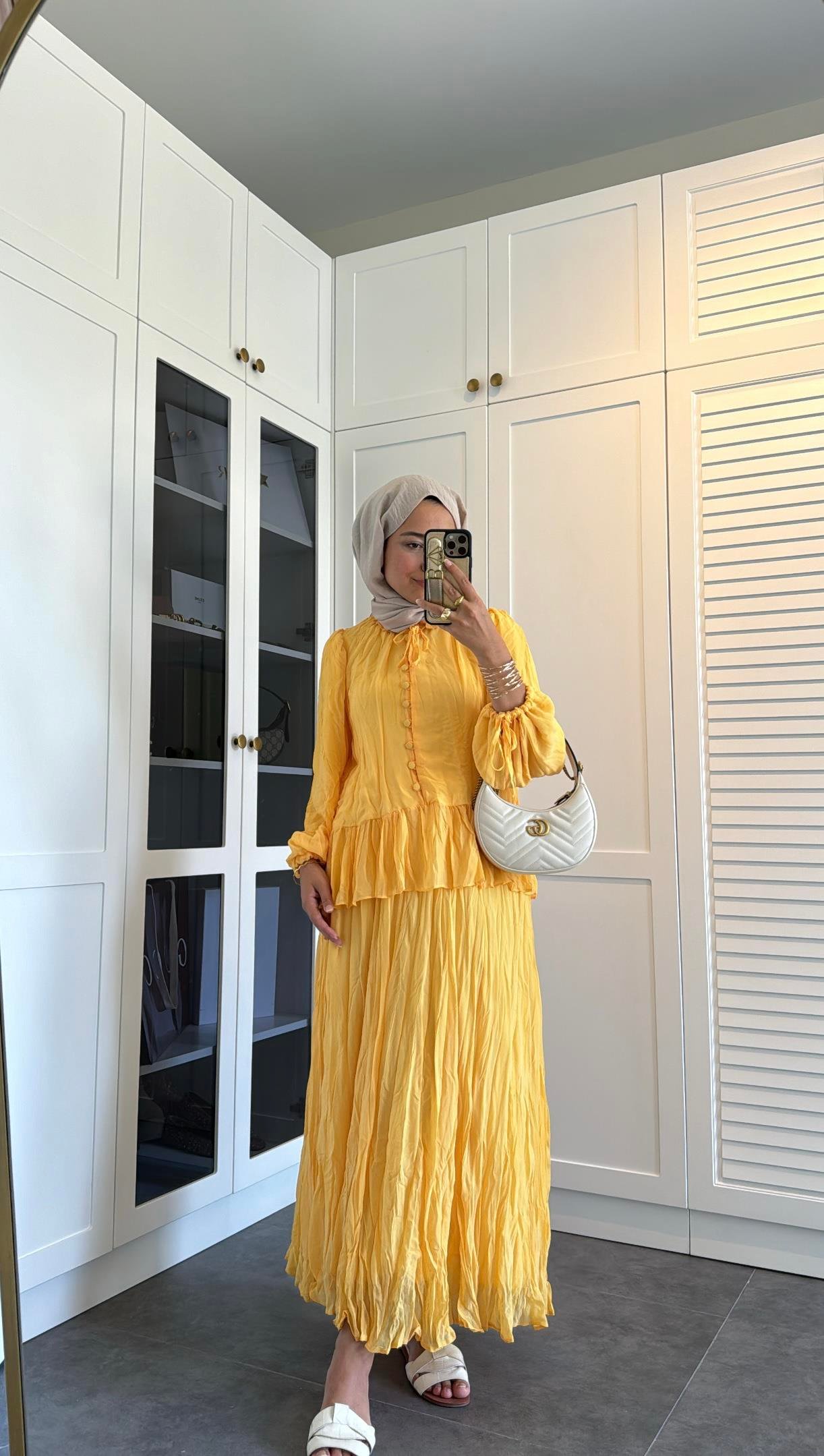 Premium Şifon Takım Butter Yellow