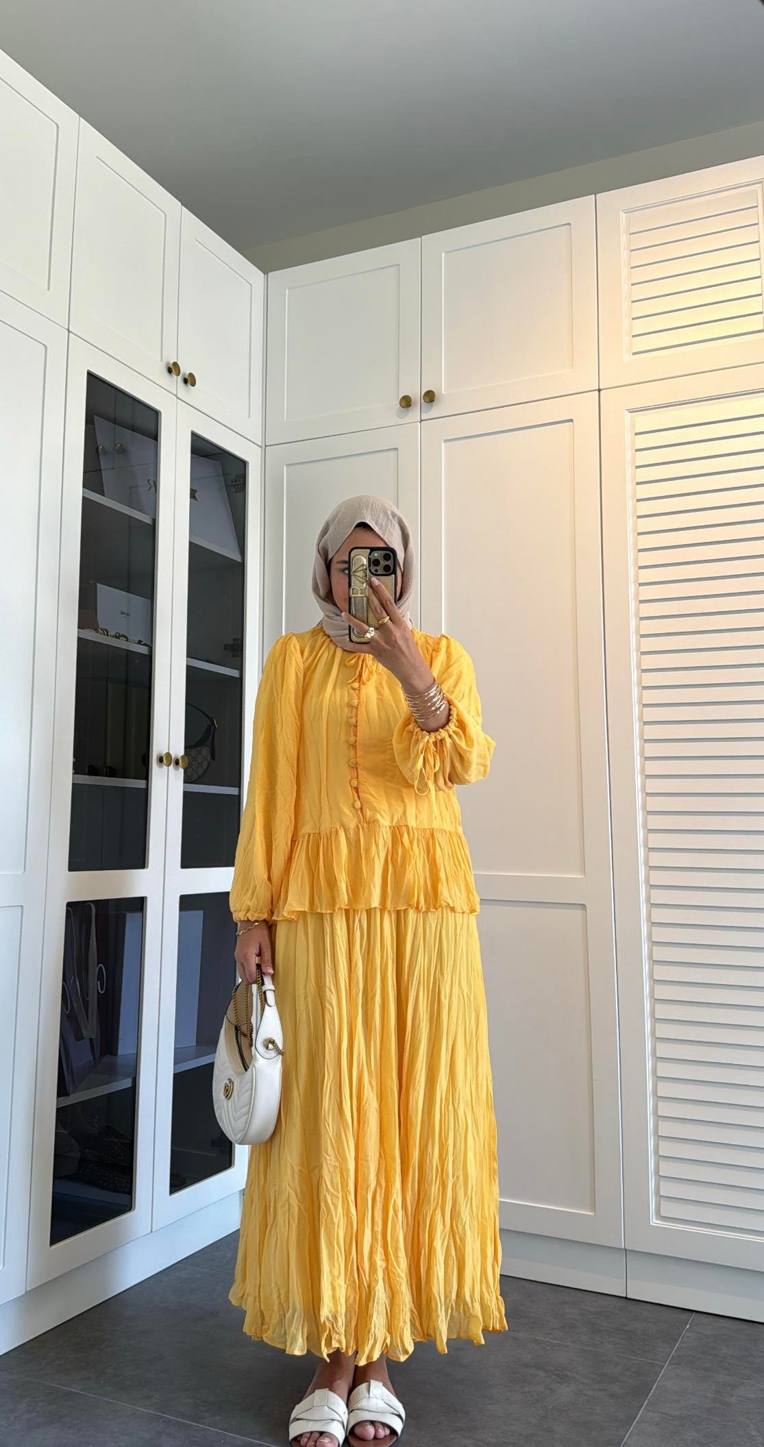 Premium Şifon Takım Butter Yellow