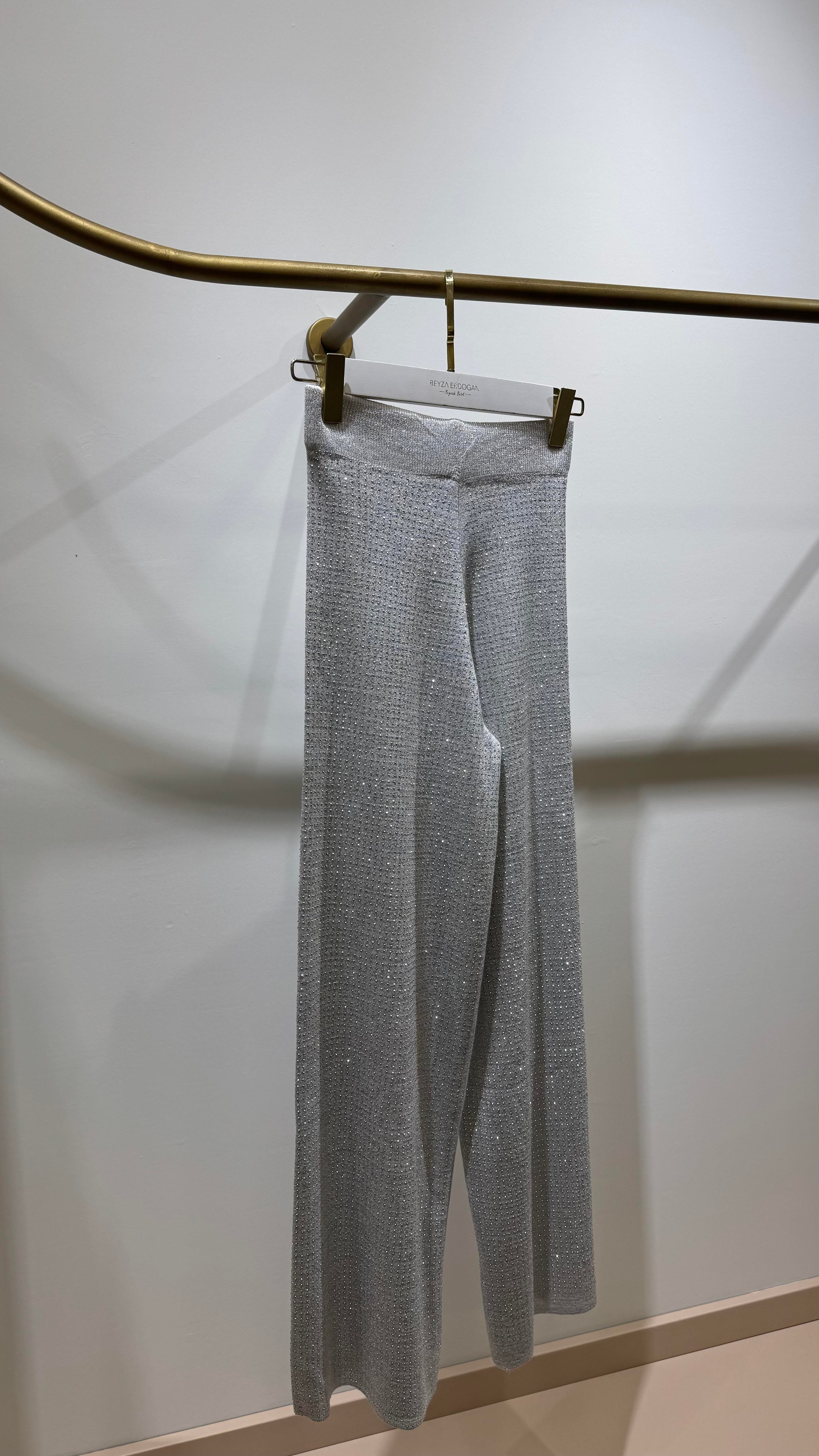 Premium Taşlı Pantolon Gri