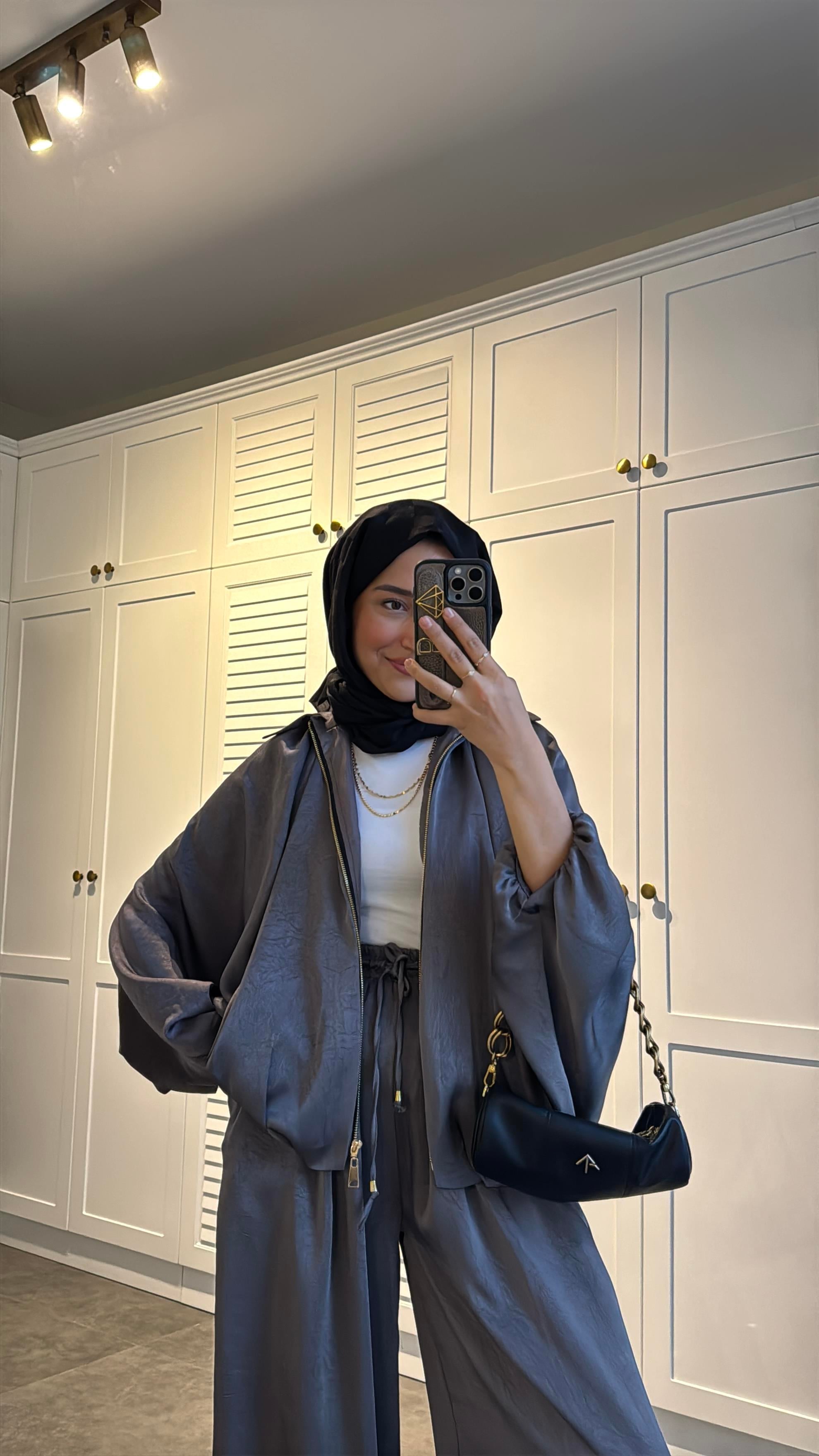 Saten Bomber Ceket Pantolon Takım