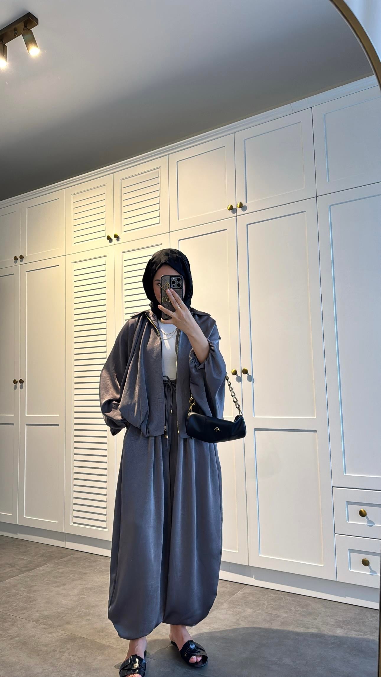 Saten Bomber Ceket Pantolon Takım
