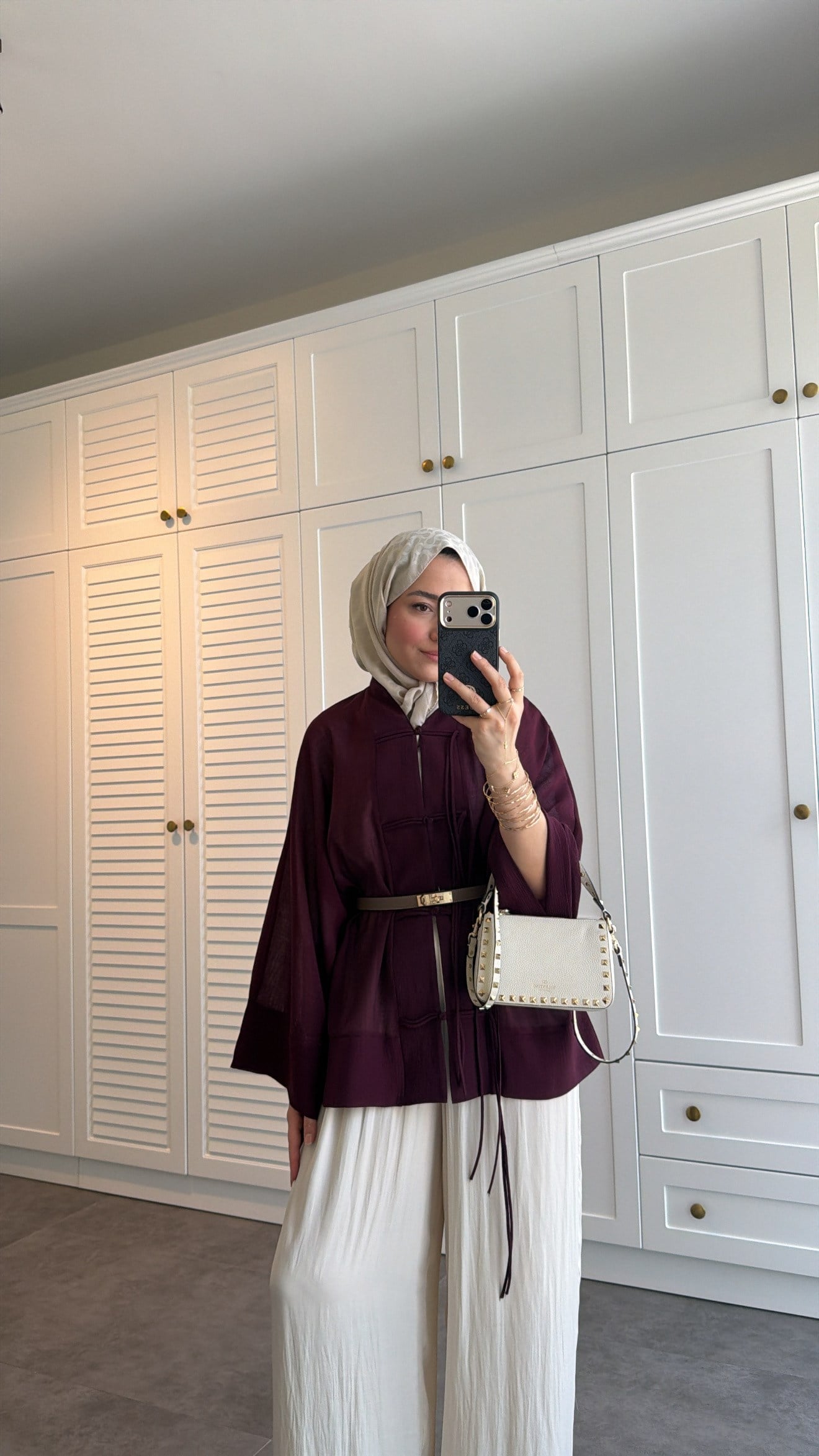 Sedef Tül Premium Kimono  Burgonya
