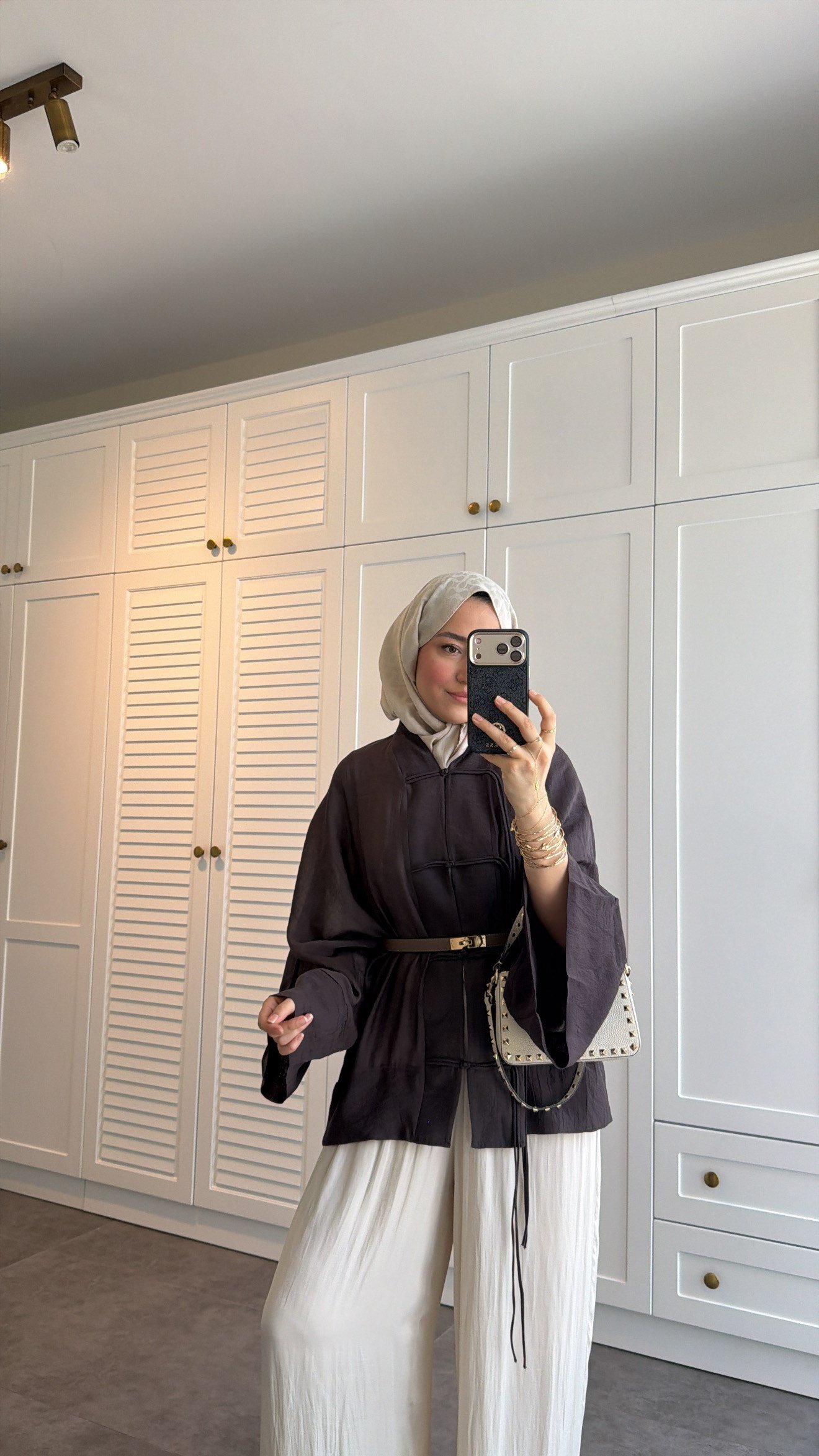 Sedef Tül Premium Kimono  Kahve