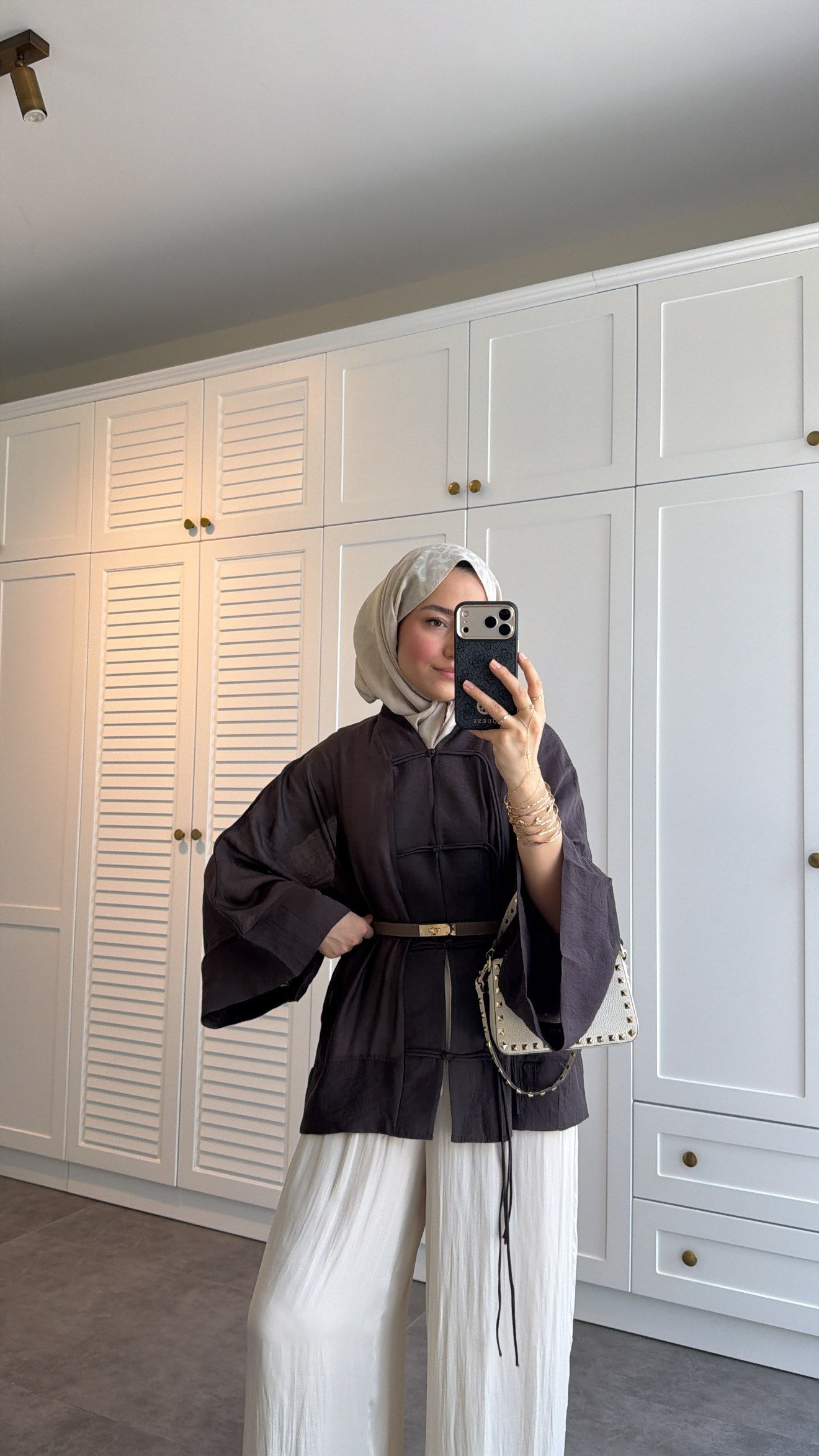 Sedef Tül Premium Kimono  Kahve