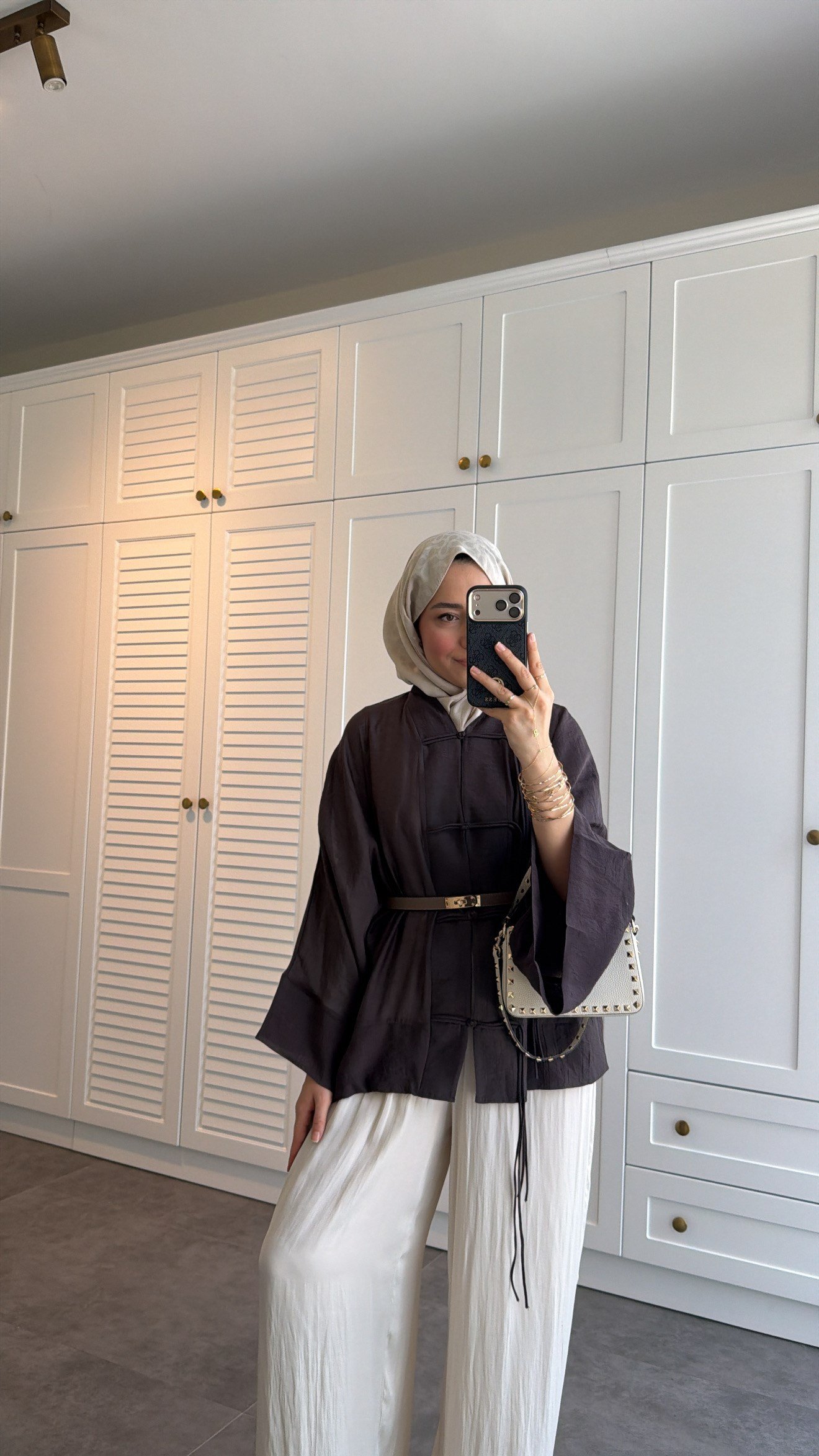 Sedef Tül Premium Kimono  Kahve