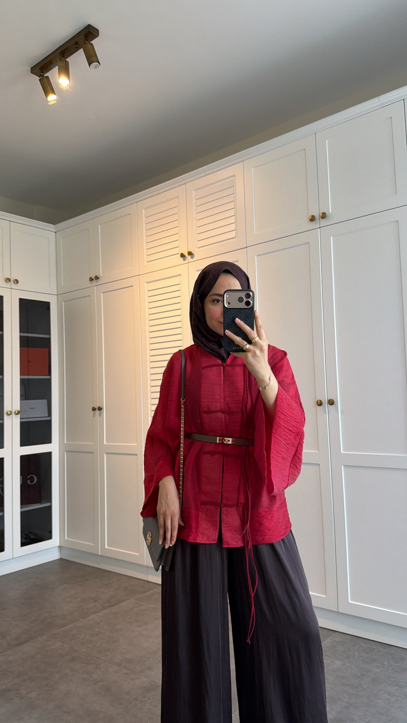 Sedef Tül Premium Kimono Kırmızı