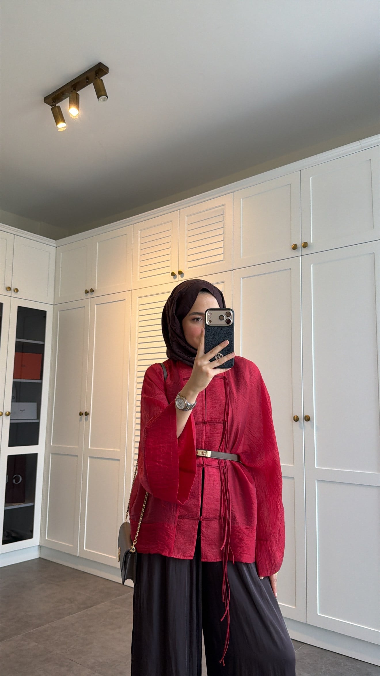Sedef Tül Premium Kimono Kırmızı