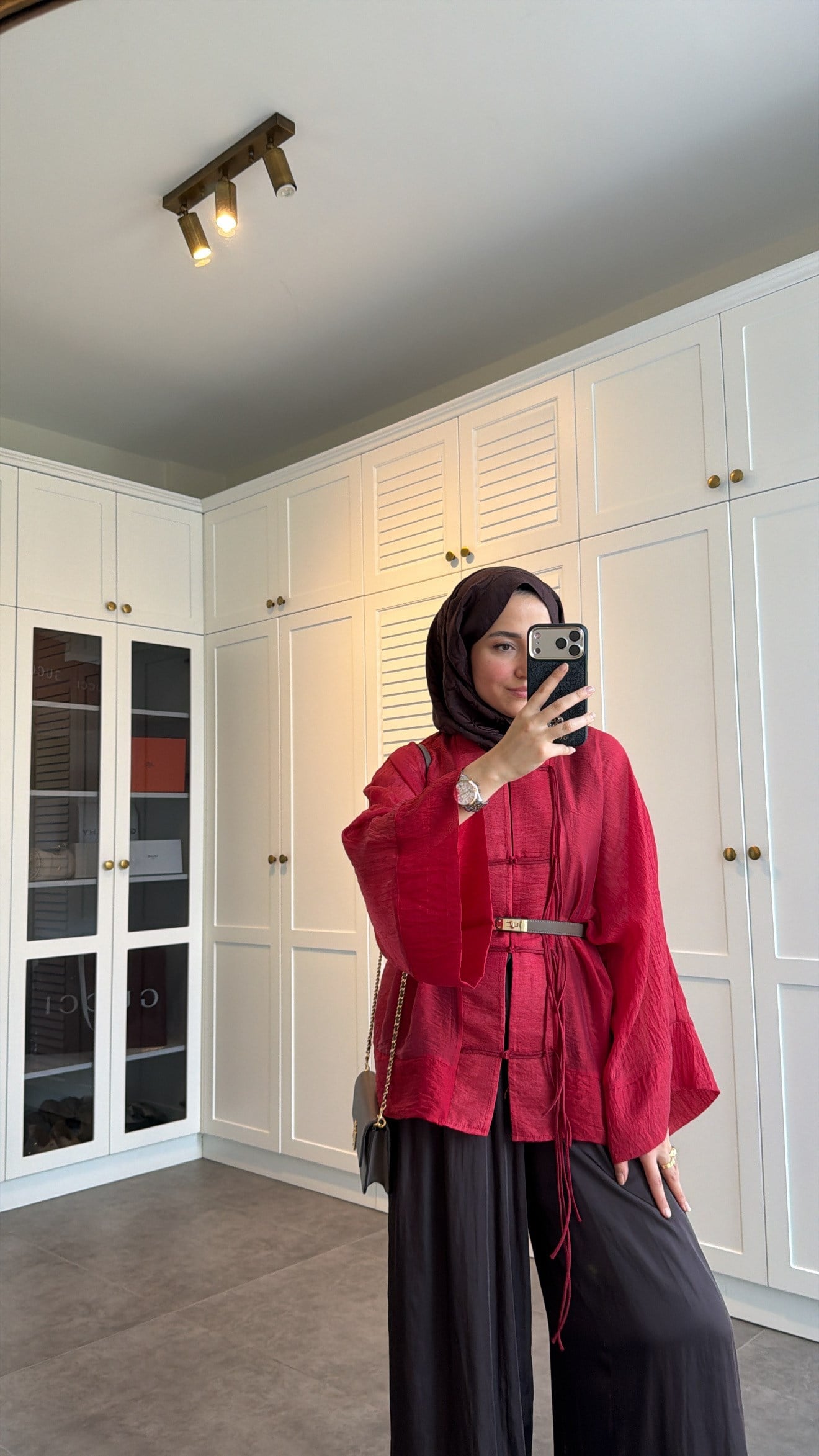 Sedef Tül Premium Kimono Kırmızı