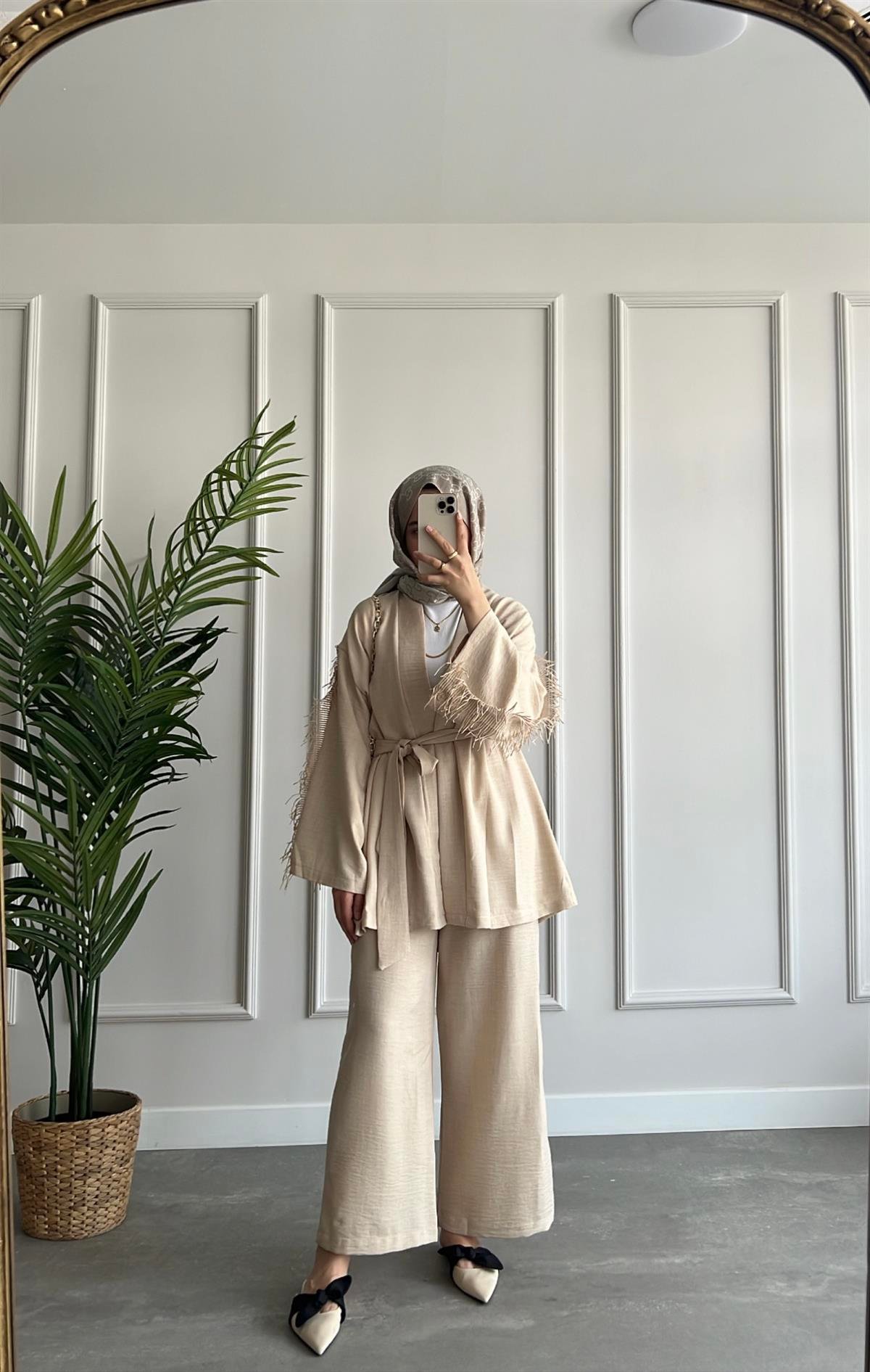 Şerit Süs Kimono Takım